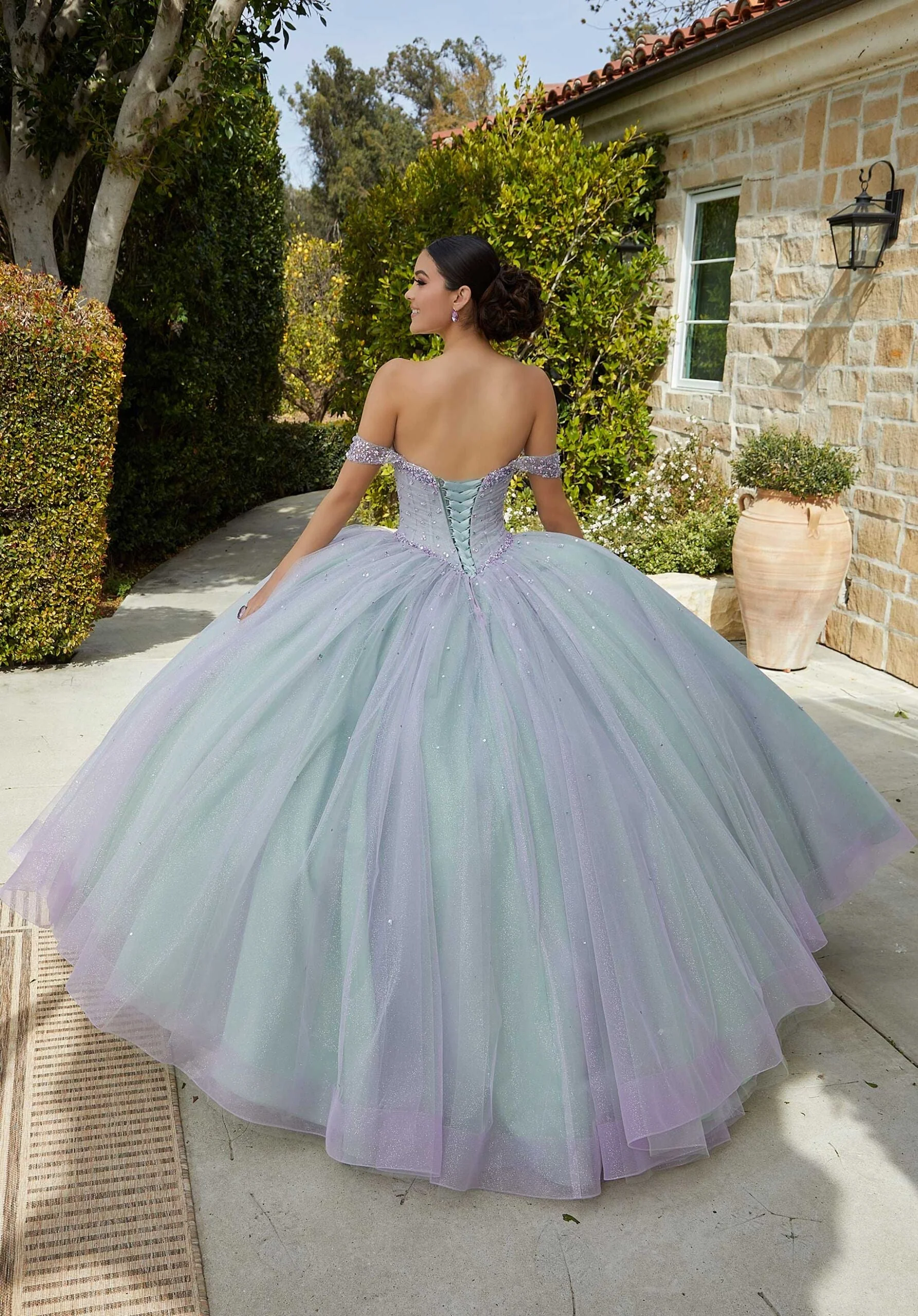Allover Glitter and Jewel Beaded Quinceañera Dress - Image 4