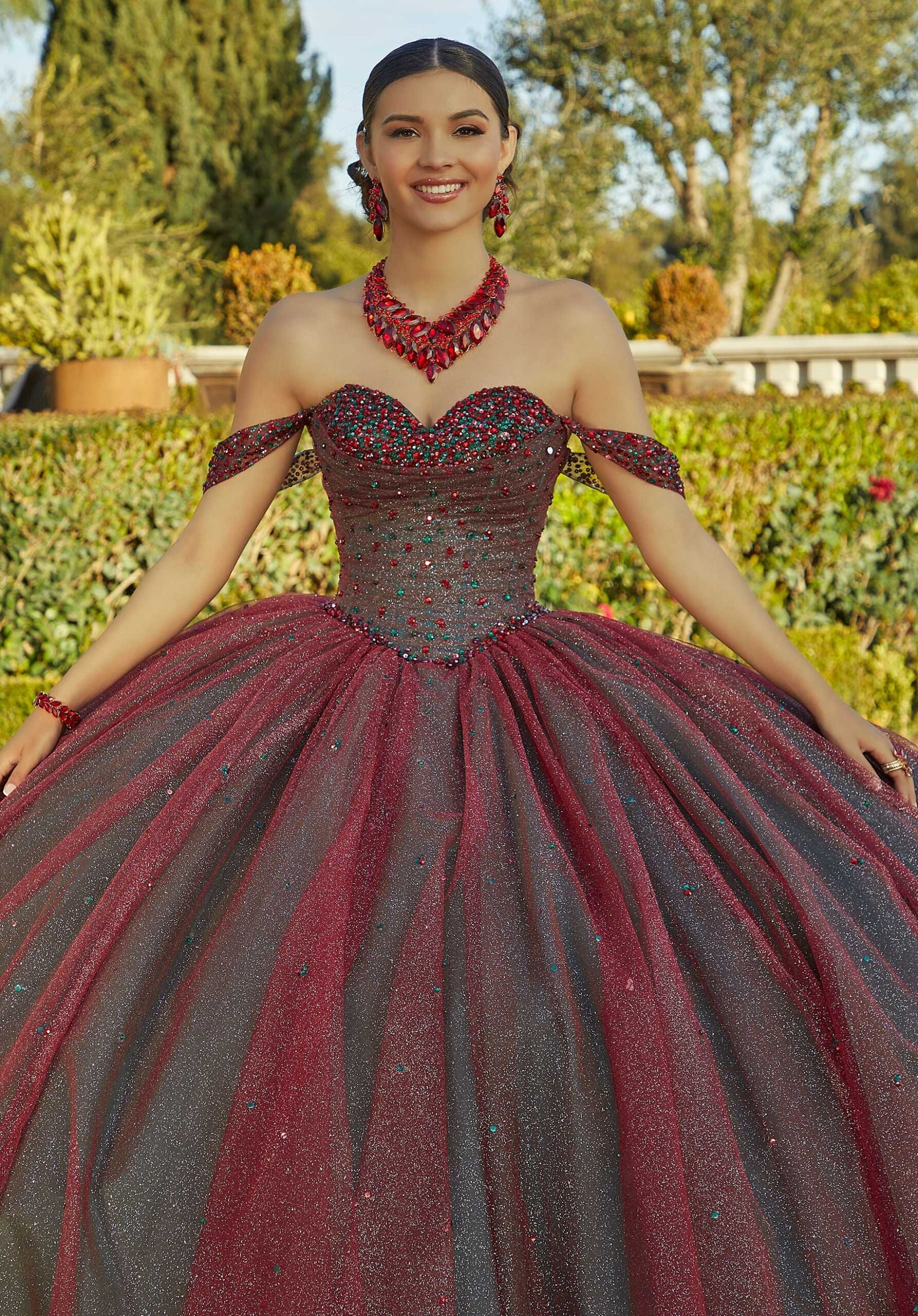 Allover Glitter and Jewel Beaded Quinceañera Dress - Image 7