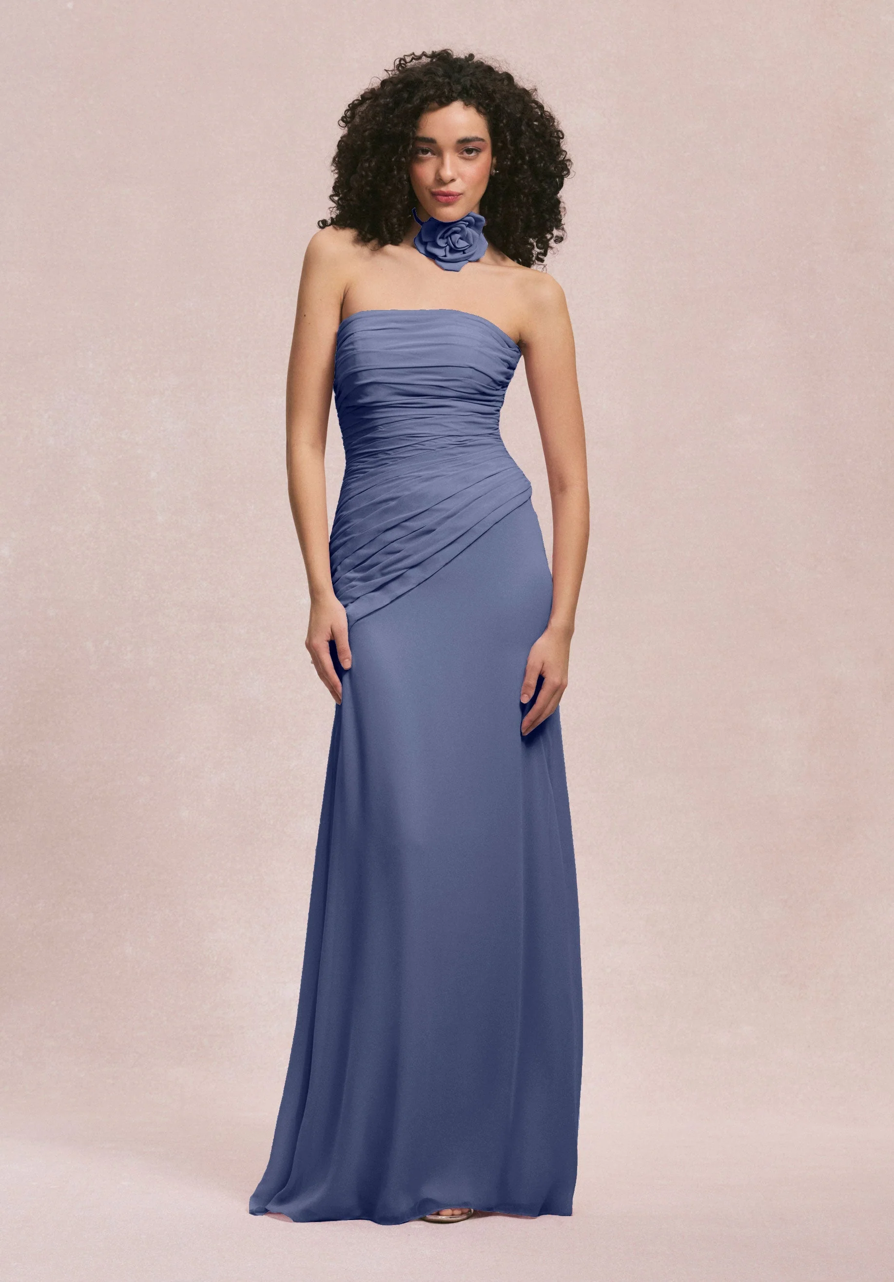 Asymmetric Dropped Waist Chiffon Bridesmaid Dress - Image 27
