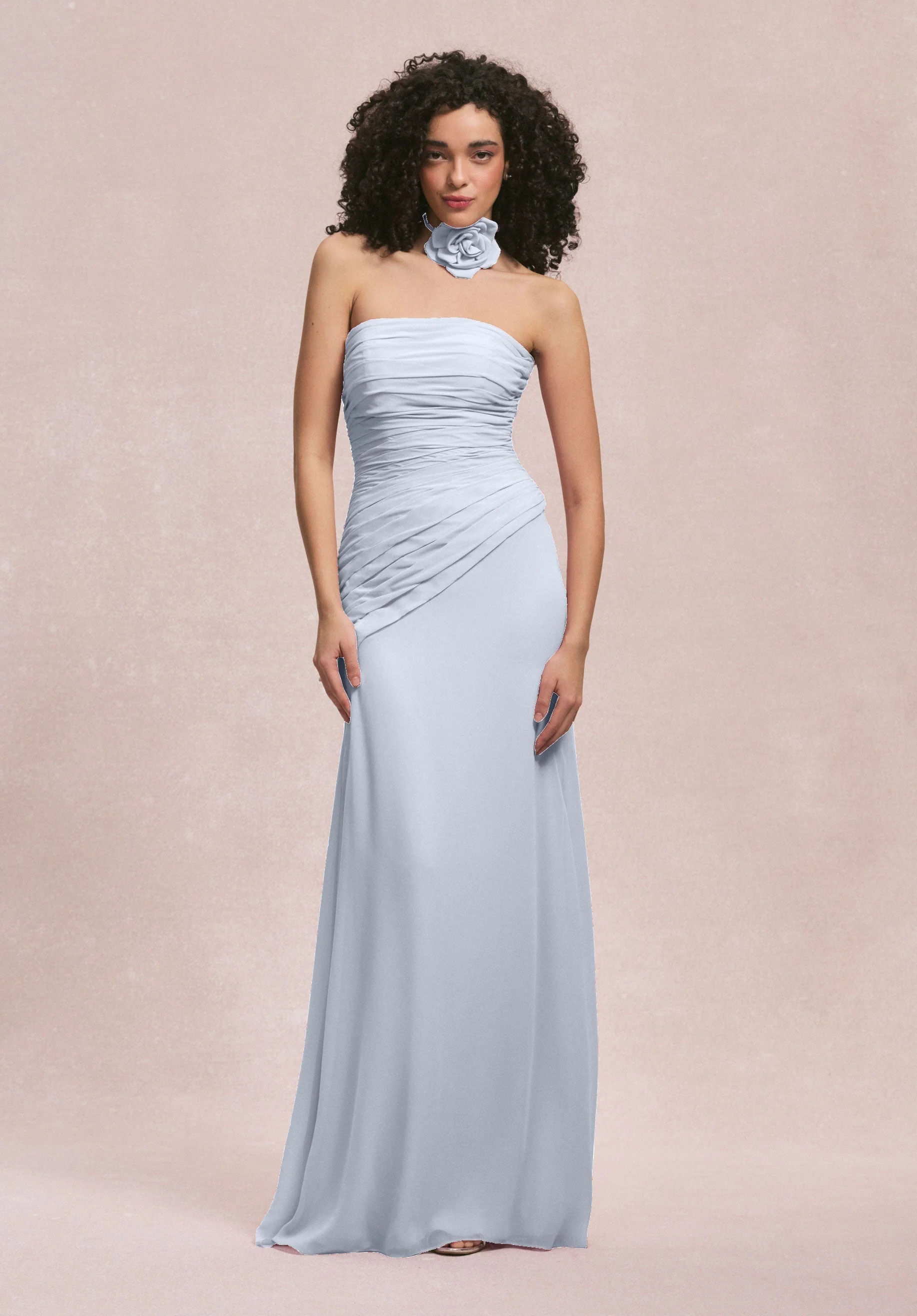 Asymmetric Dropped Waist Chiffon Bridesmaid Dress - Image 31