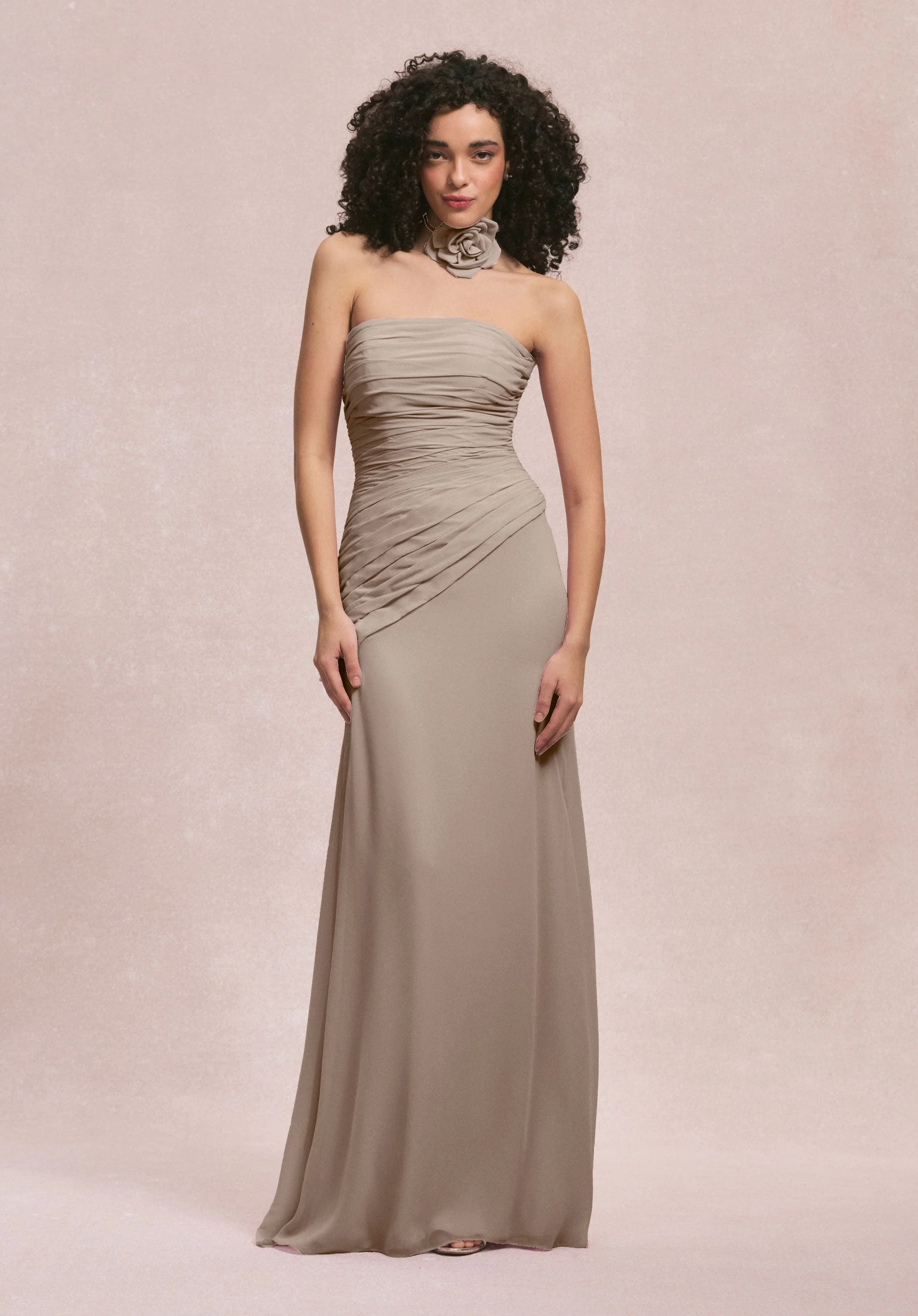 Asymmetric Dropped Waist Chiffon Bridesmaid Dress - Image 34