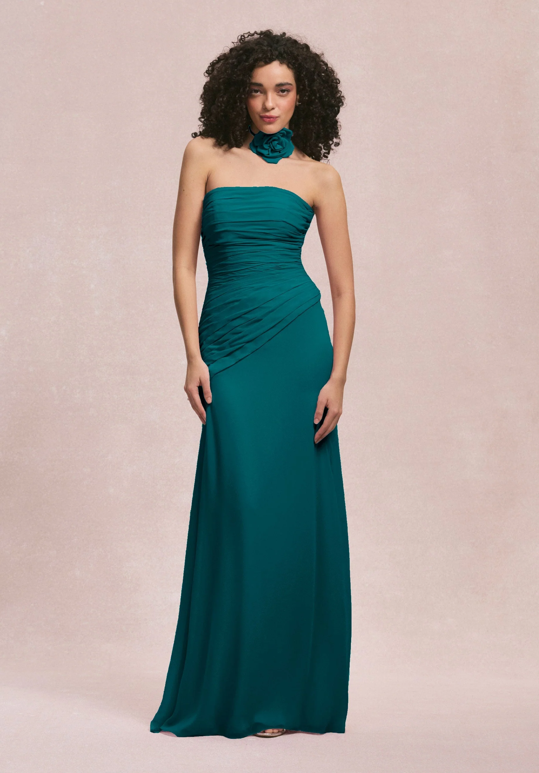 Asymmetric Dropped Waist Chiffon Bridesmaid Dress - Image 54