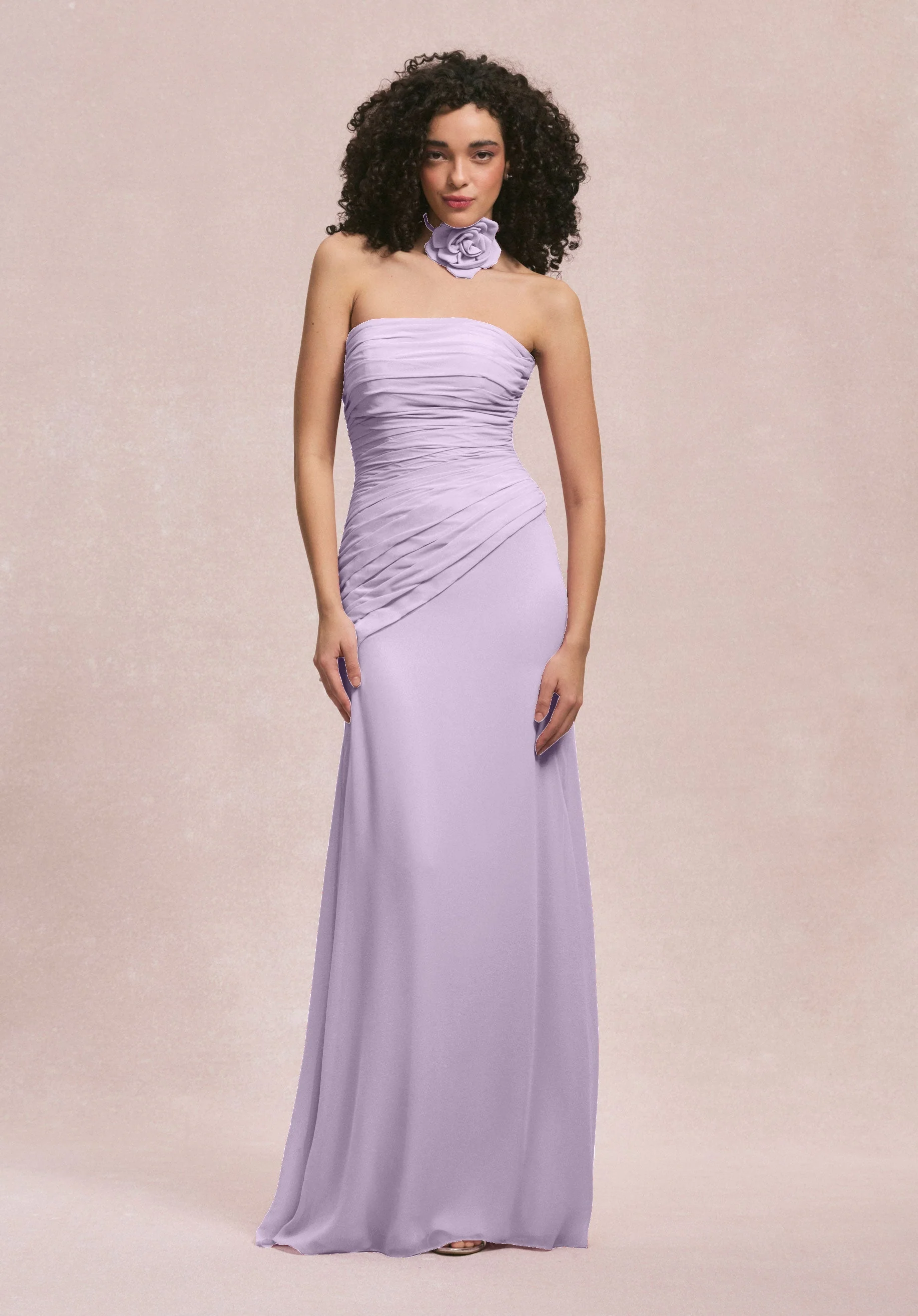 Asymmetric Dropped Waist Chiffon Bridesmaid Dress - Image 57