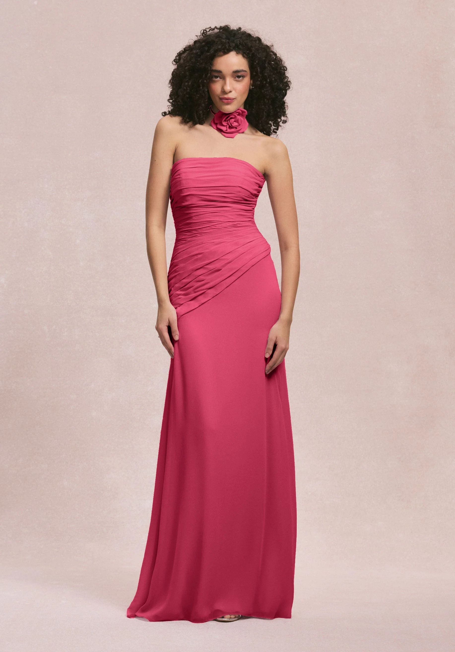 Asymmetric Dropped Waist Chiffon Bridesmaid Dress - Image 9