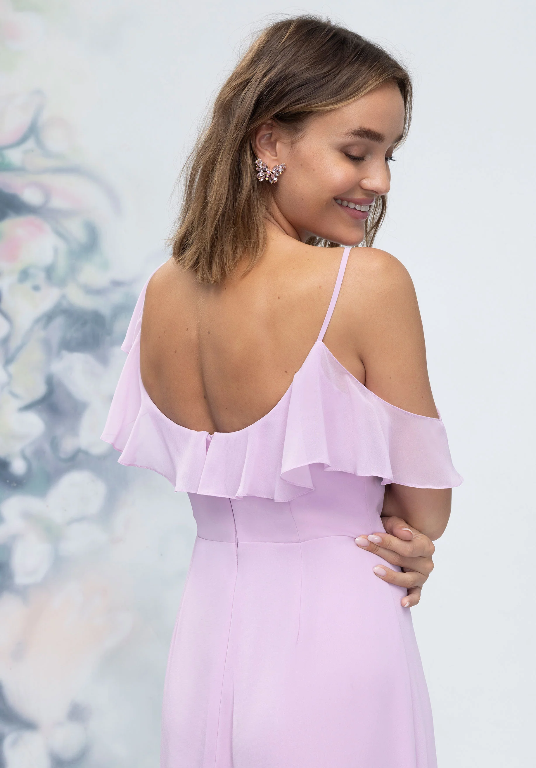 Asymmetrical Cascading Ruffle Chiffon Bridesmaid Dress - Image 3
