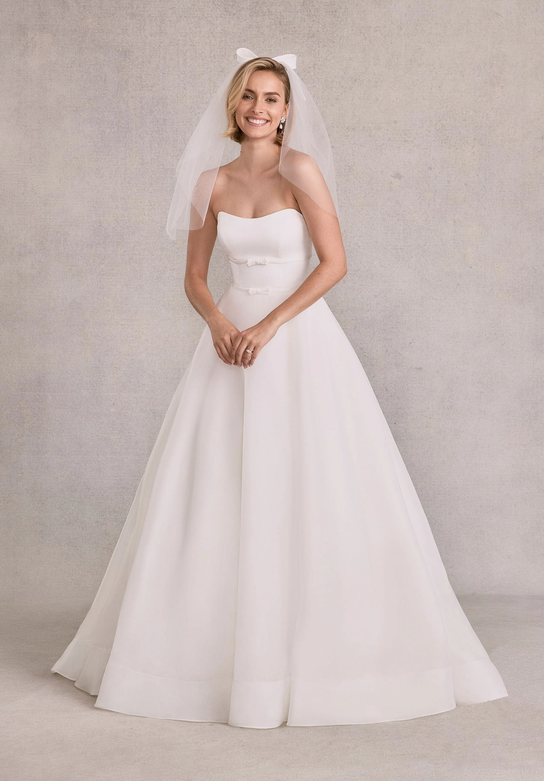 Elbow Length Tulle Veil with Satin Bow