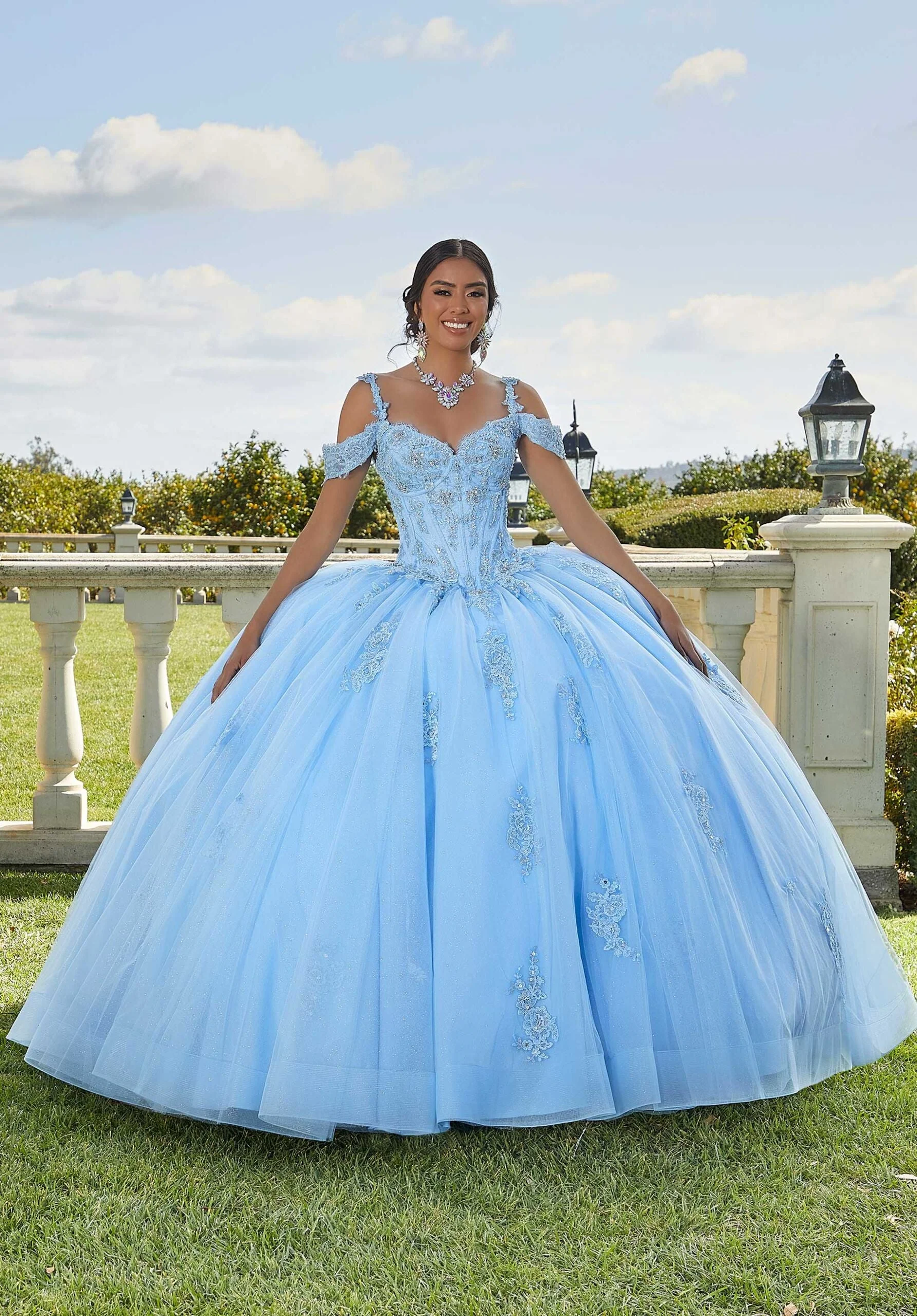 Chantilly Lace and Sparkle Tulle Quinceañera Dress - Image 4