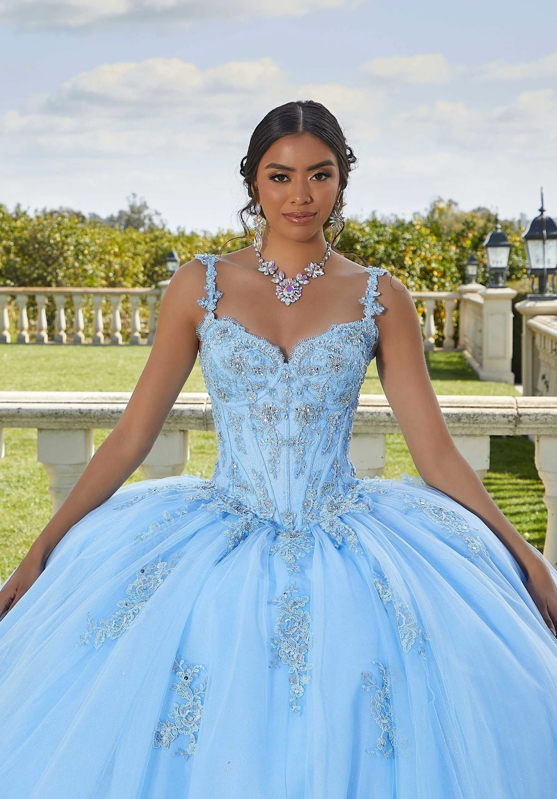 Chantilly Lace and Sparkle Tulle Quinceañera Dress - Image 5