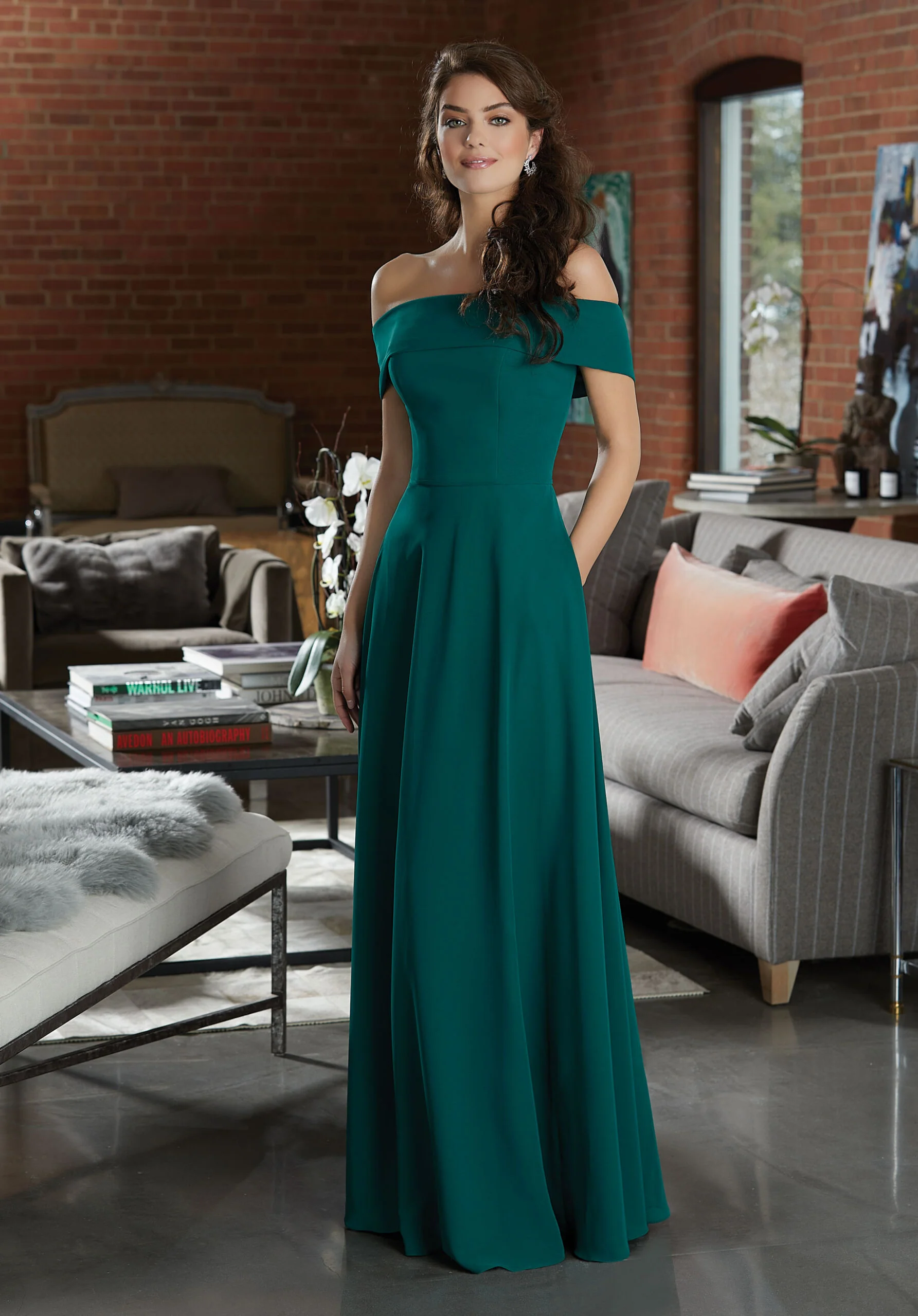 Chiffon Bridesmaid Dress with a Ruffled V-Neckline - Image 17
