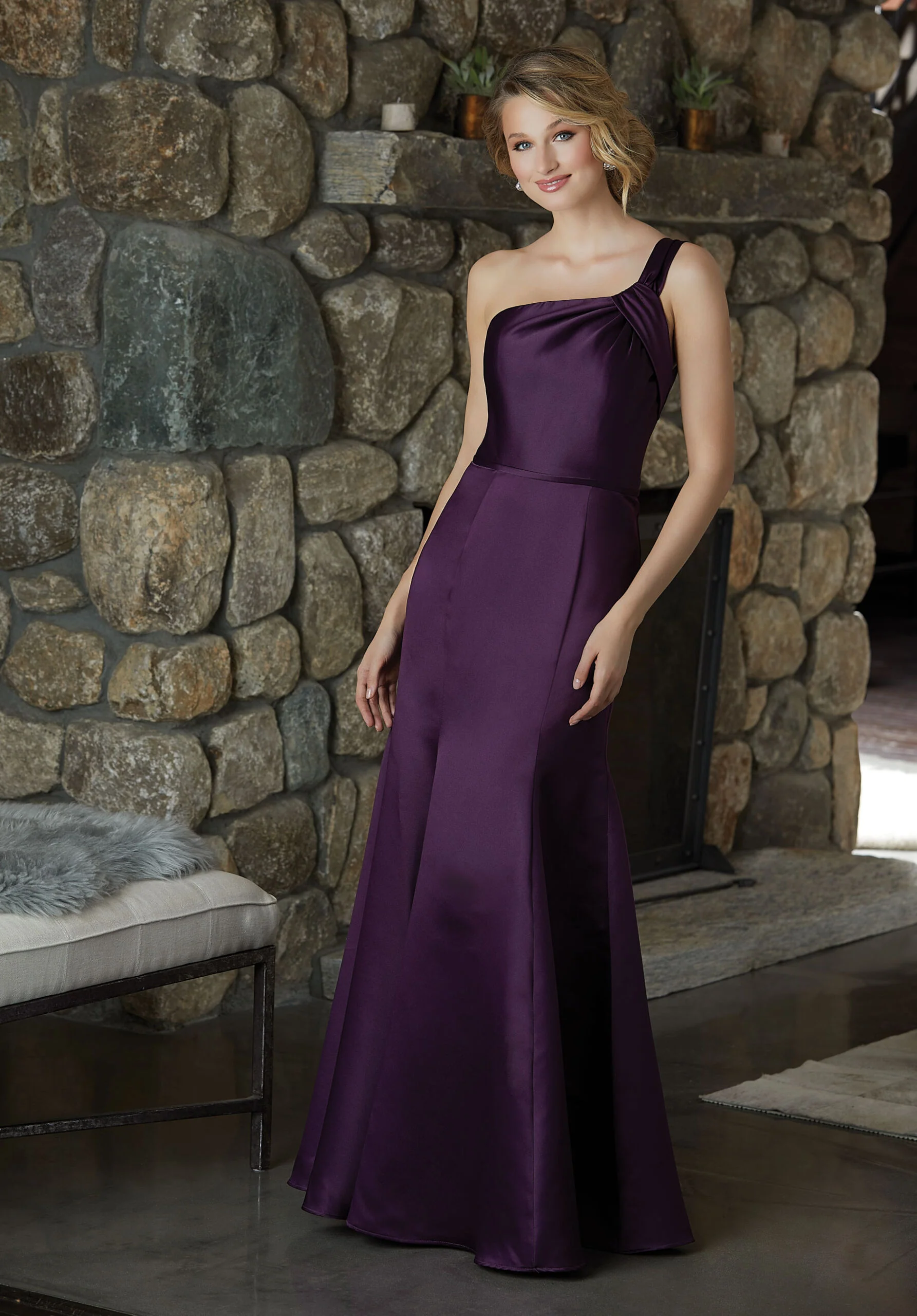Chiffon Bridesmaid Dress with a Ruffled V-Neckline - Image 42