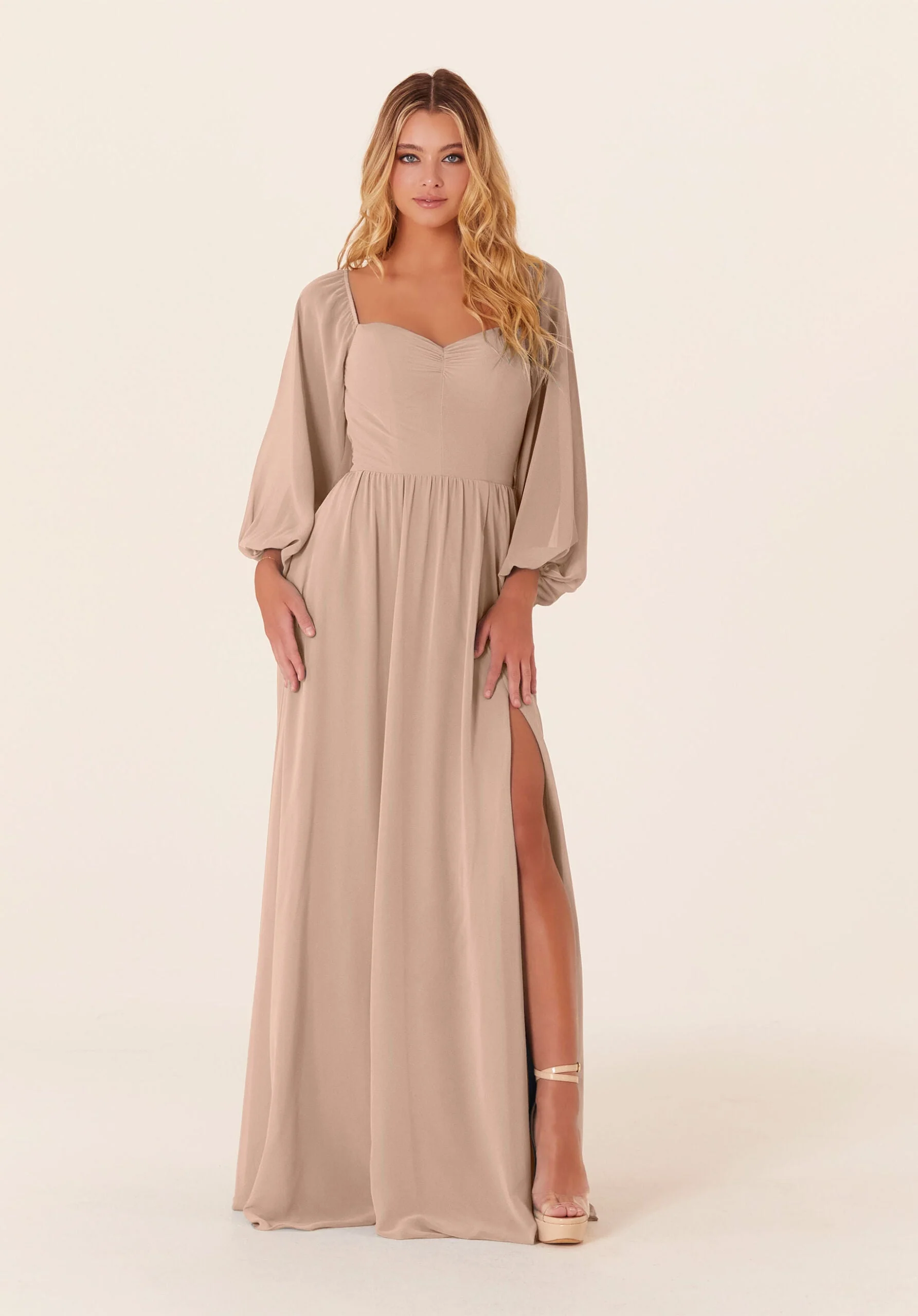 Chiffon Bridesmaid Dress with Bishop Sleeves - Image 10