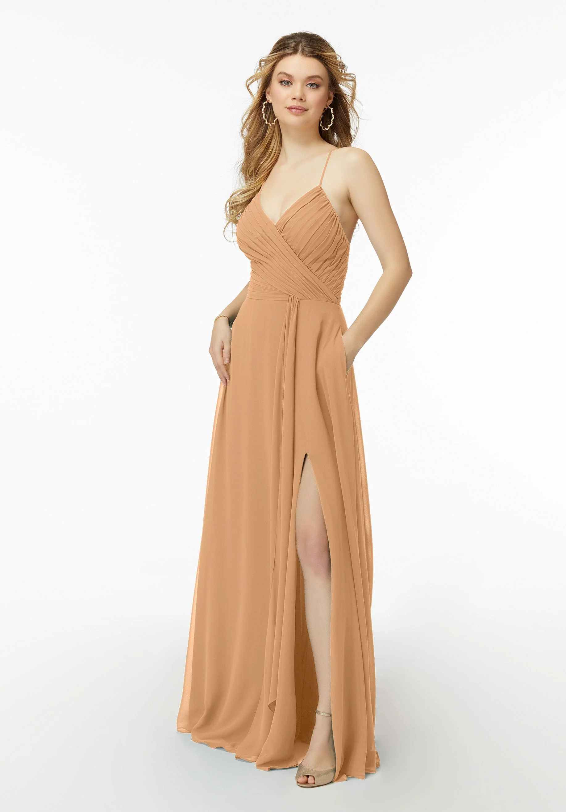 Chiffon Bridesmaid Dress with Draped Surplice Bodice - Image 18