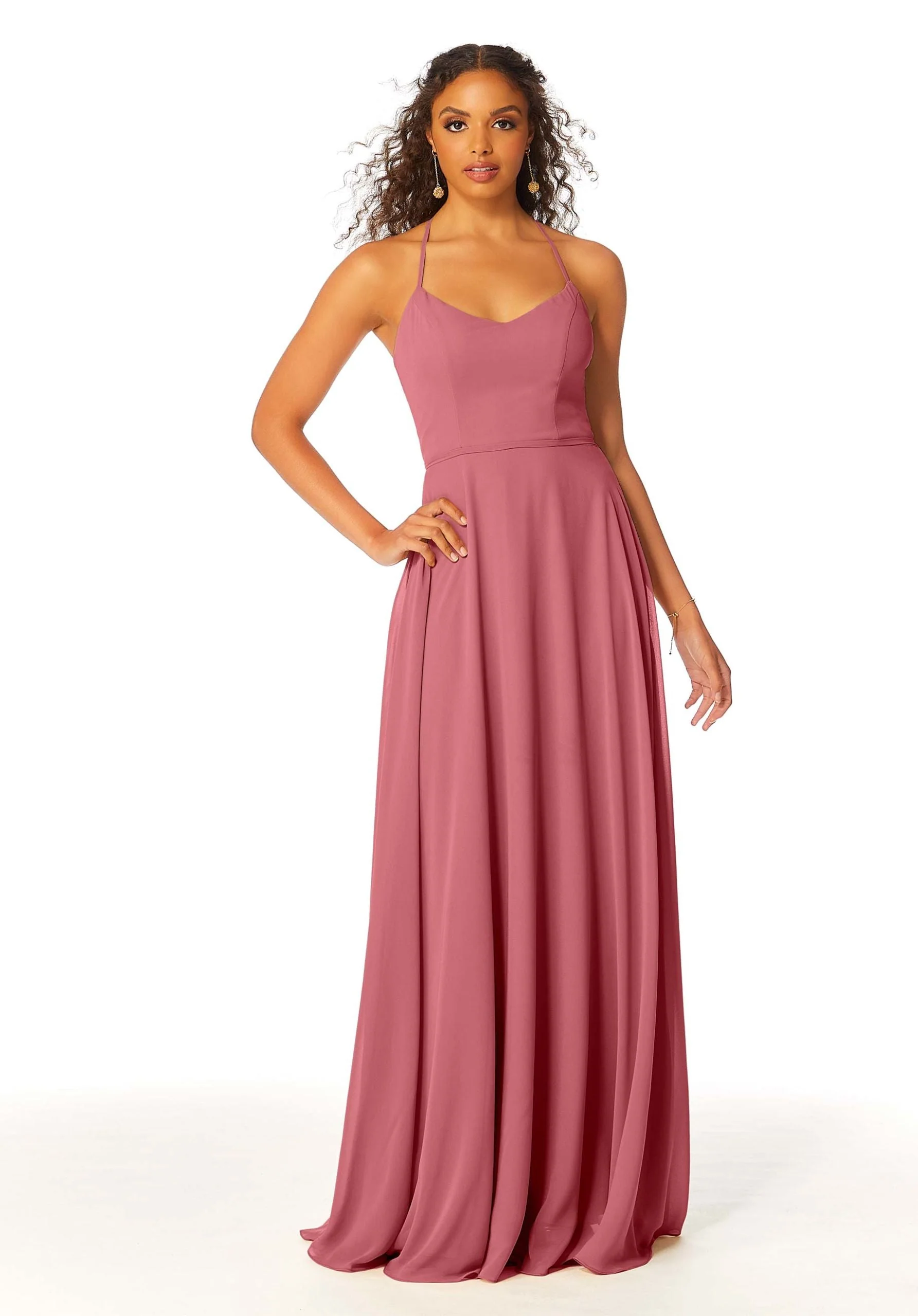 Chiffon Bridesmaid Dress with Halter Back - Image 40