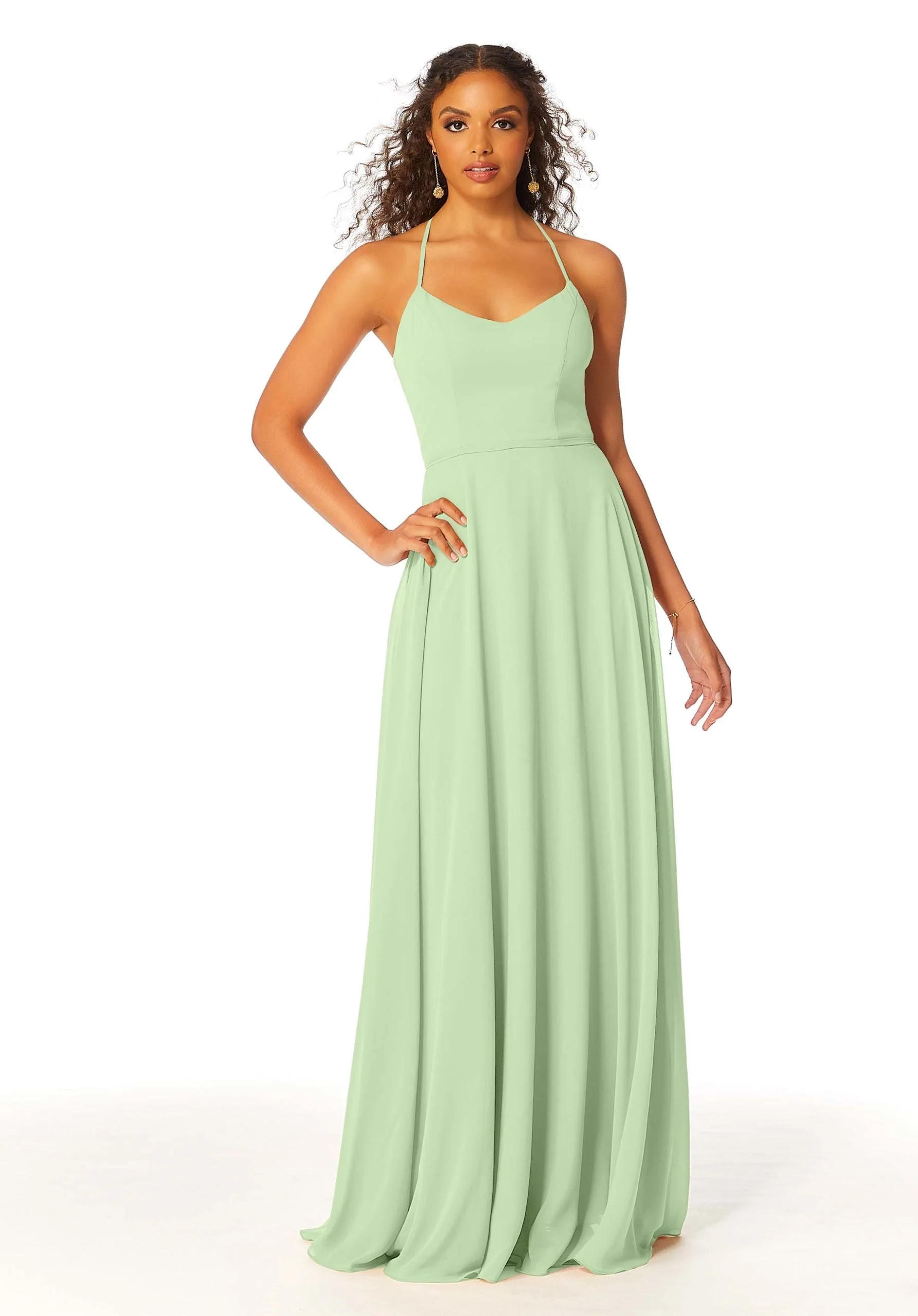 Chiffon Bridesmaid Dress with Halter Back - Image 42