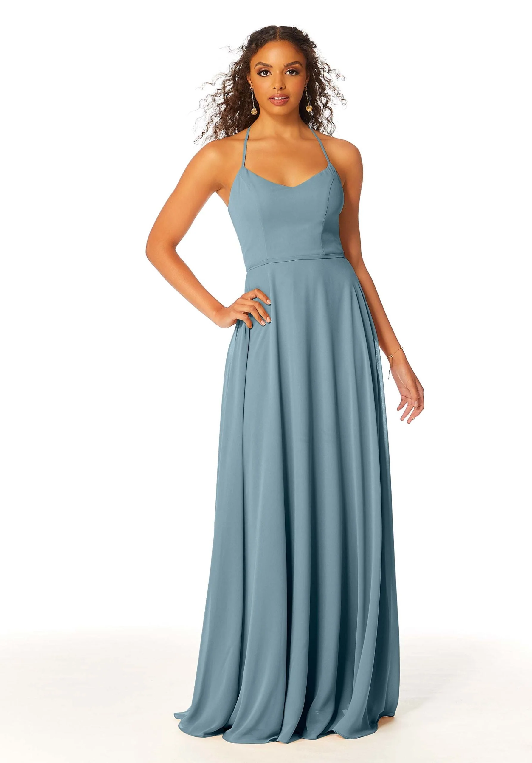 Chiffon Bridesmaid Dress with Halter Back - Image 47