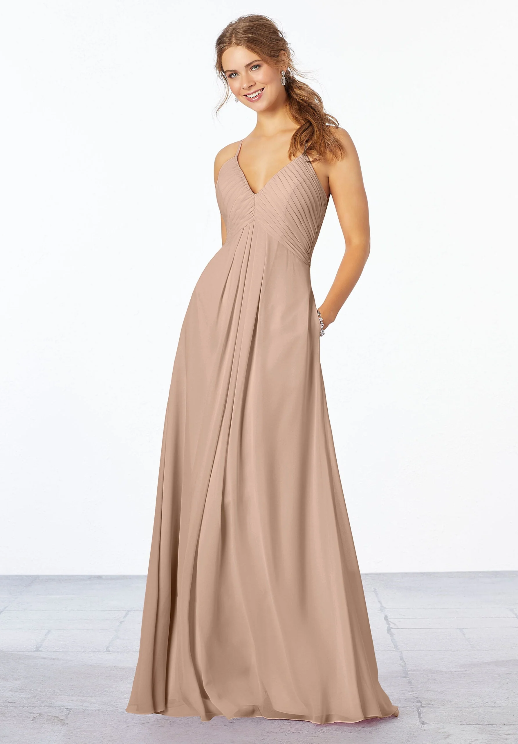 Chiffon Bridesmaid Dress with Keyhole Back - Image 22