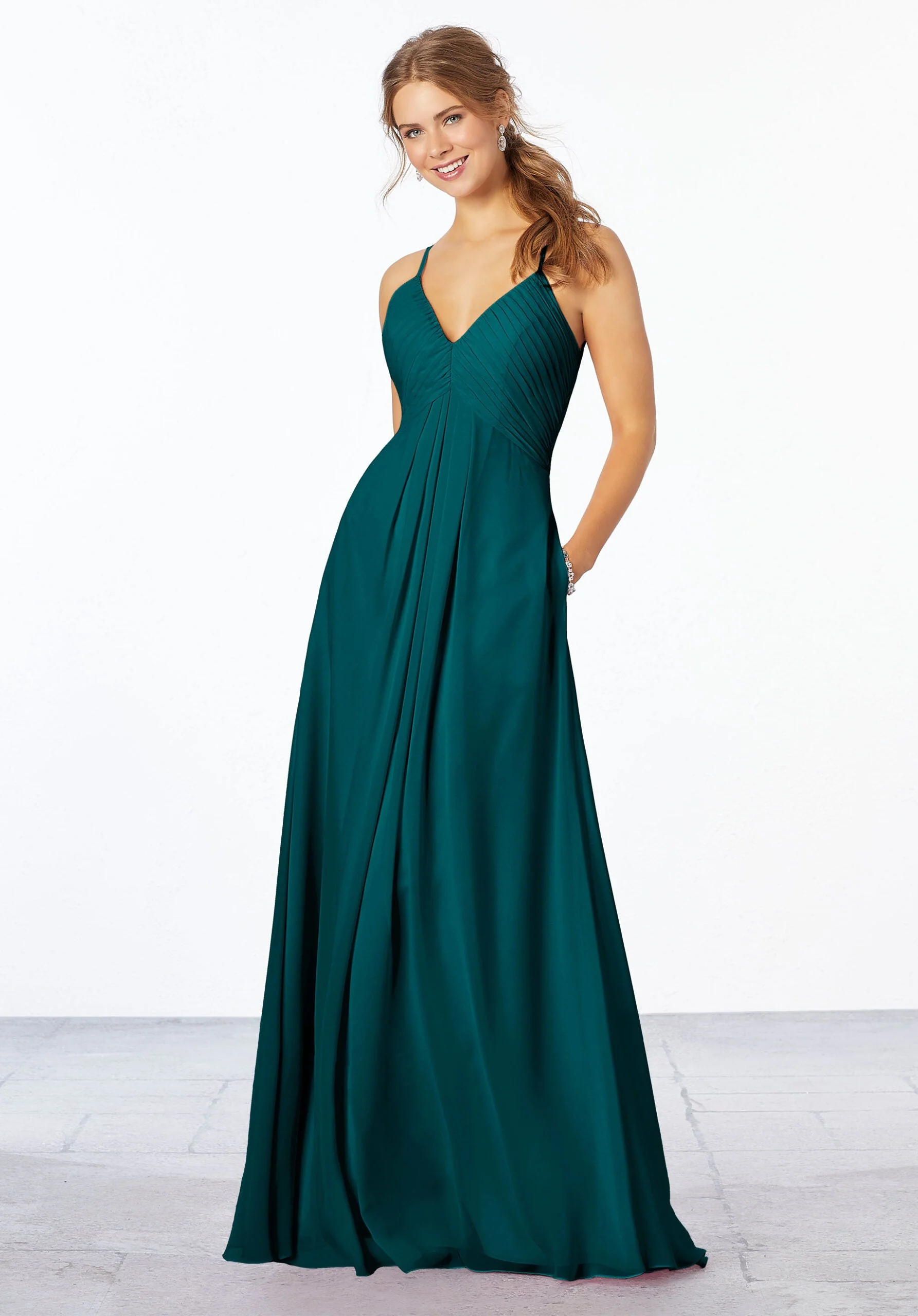 Chiffon Bridesmaid Dress with Keyhole Back - Image 6