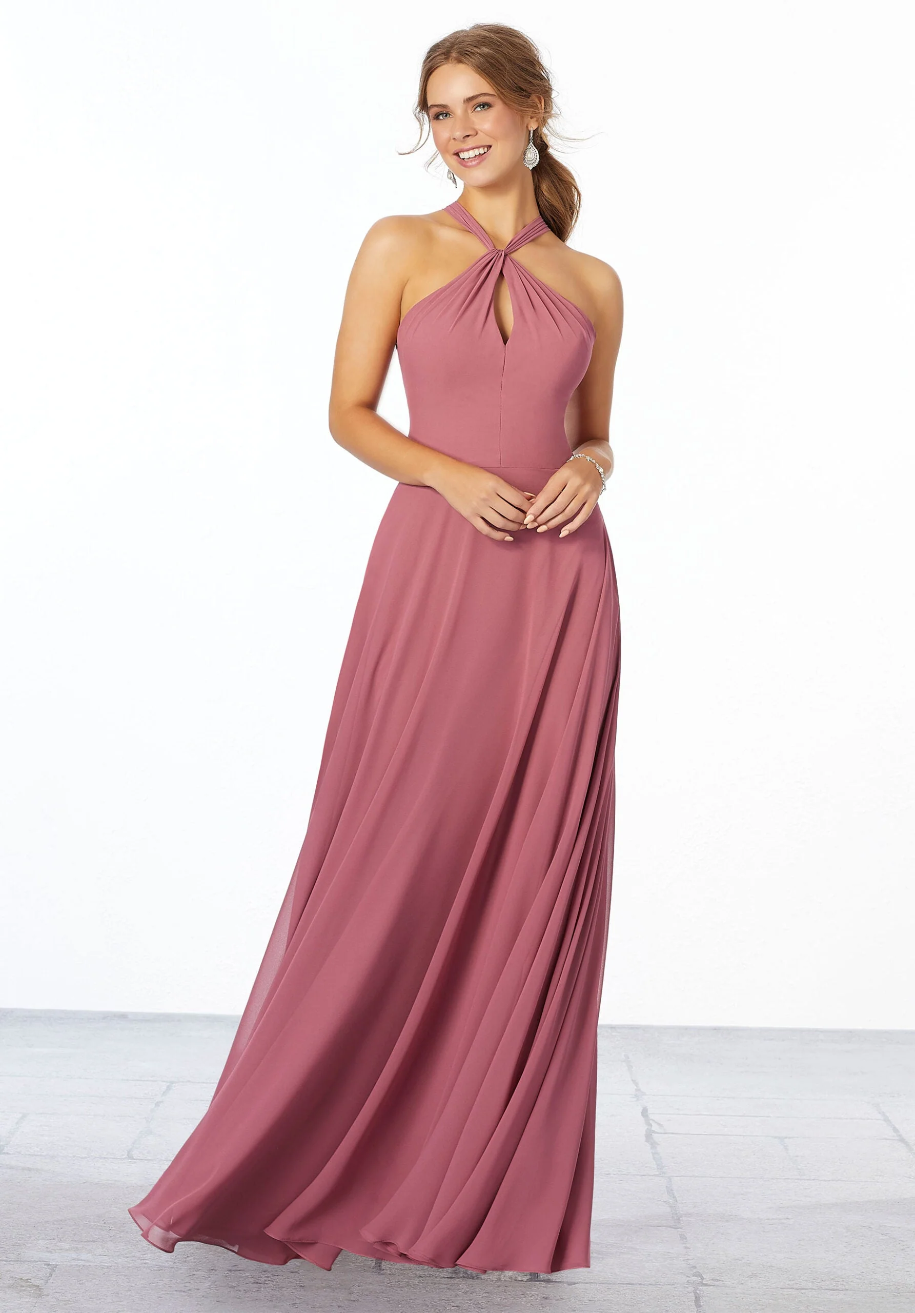 Chiffon Bridesmaid Dress with Keyhole Front - Image 11