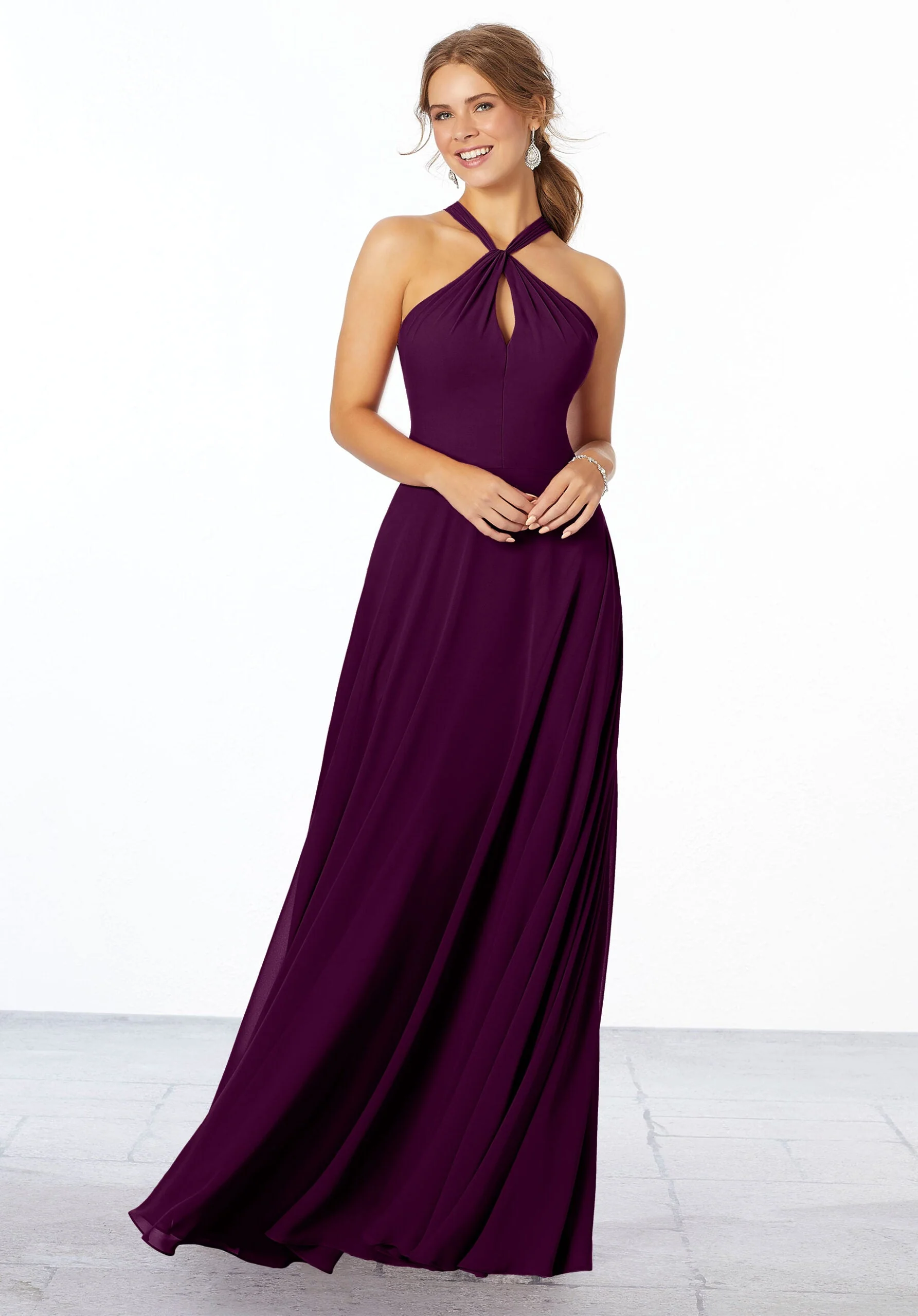 Chiffon Bridesmaid Dress with Keyhole Front - Image 23