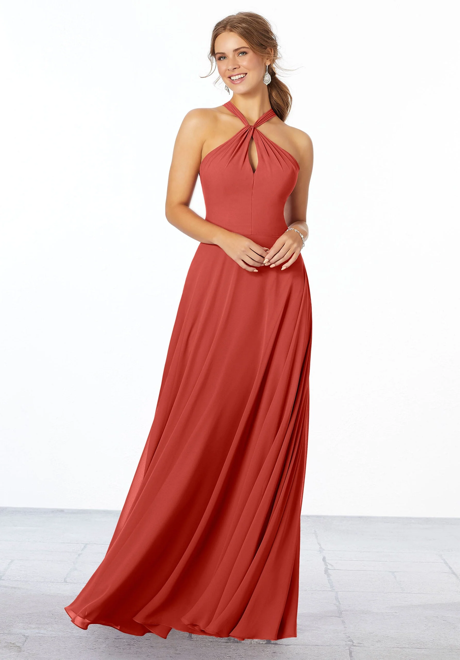 Chiffon Bridesmaid Dress with Keyhole Front - Image 30