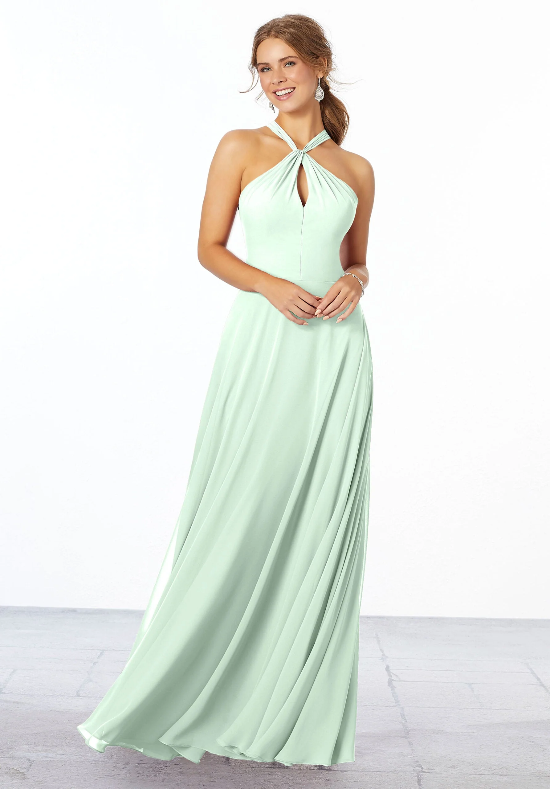 Chiffon Bridesmaid Dress with Keyhole Front - Image 45