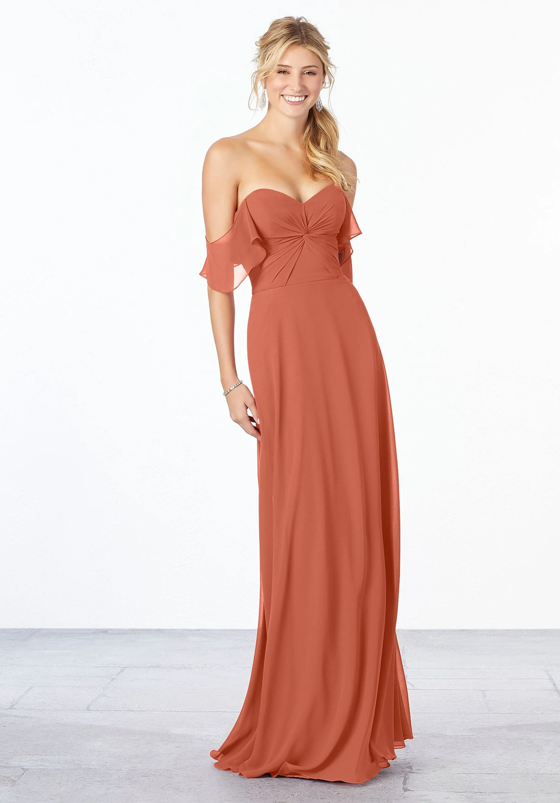 Chiffon Bridesmaid Dress with Ruched Bodice - Image 10