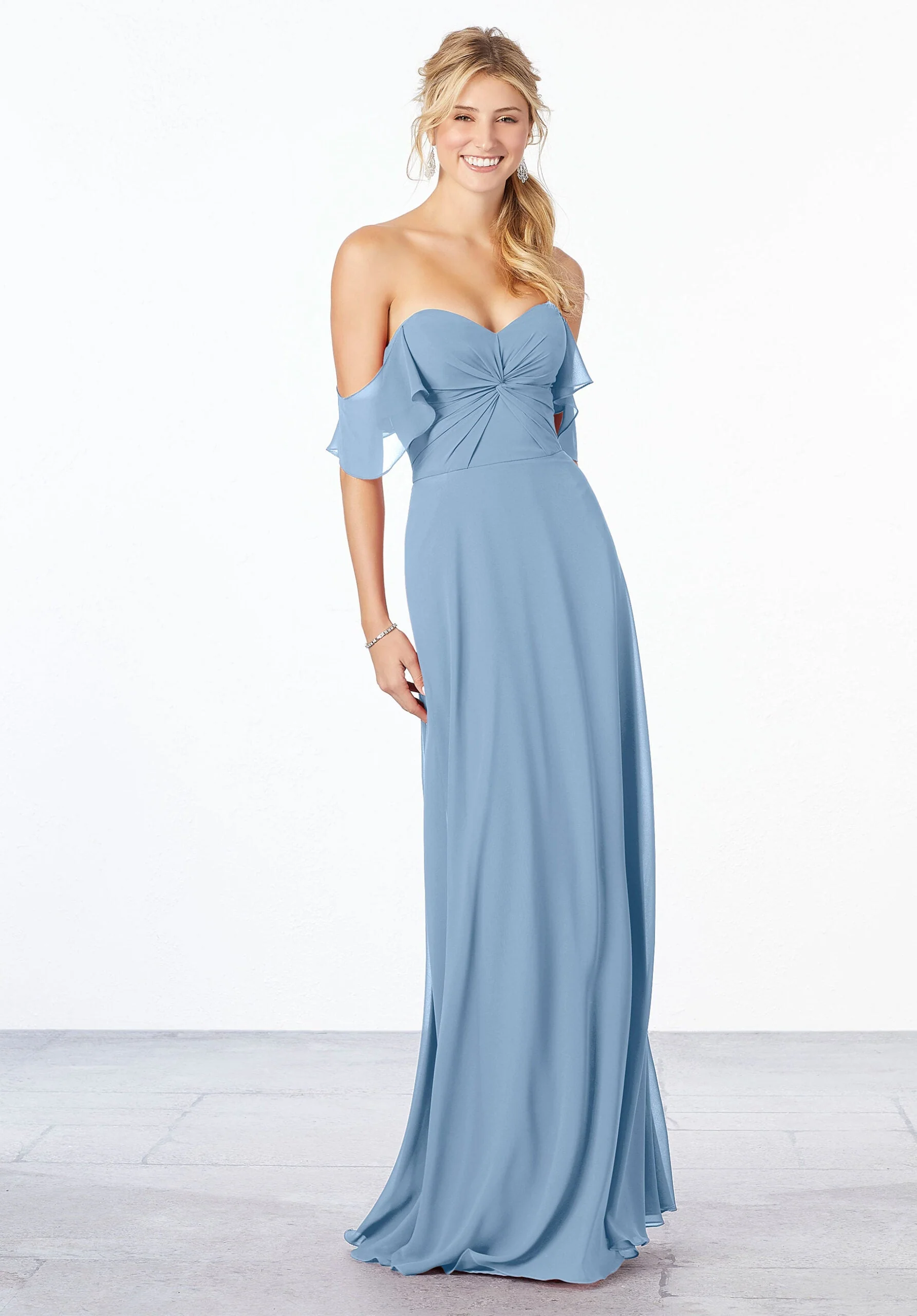 Chiffon Bridesmaid Dress with Ruched Bodice - Image 16