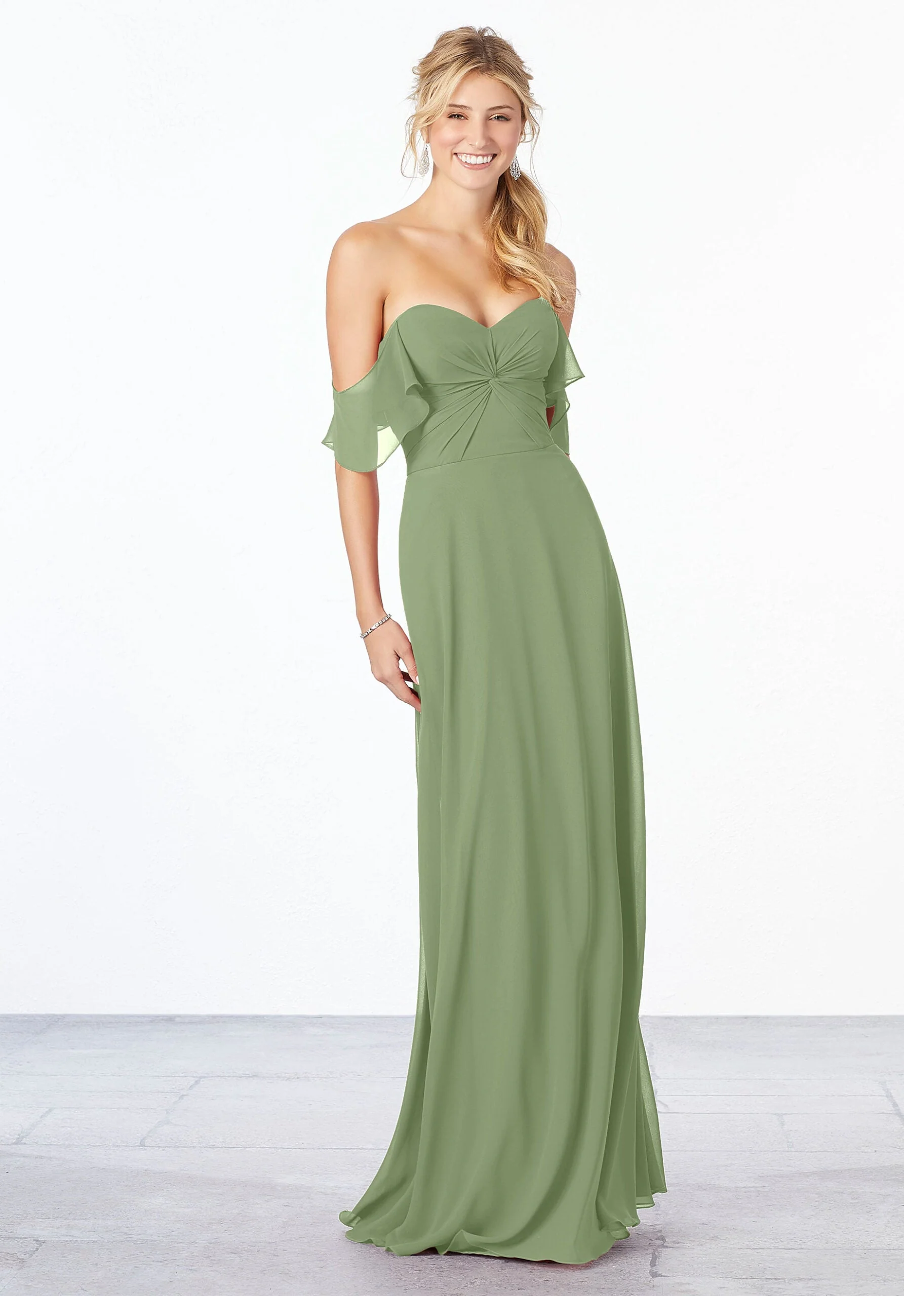Chiffon Bridesmaid Dress with Ruched Bodice - Image 20