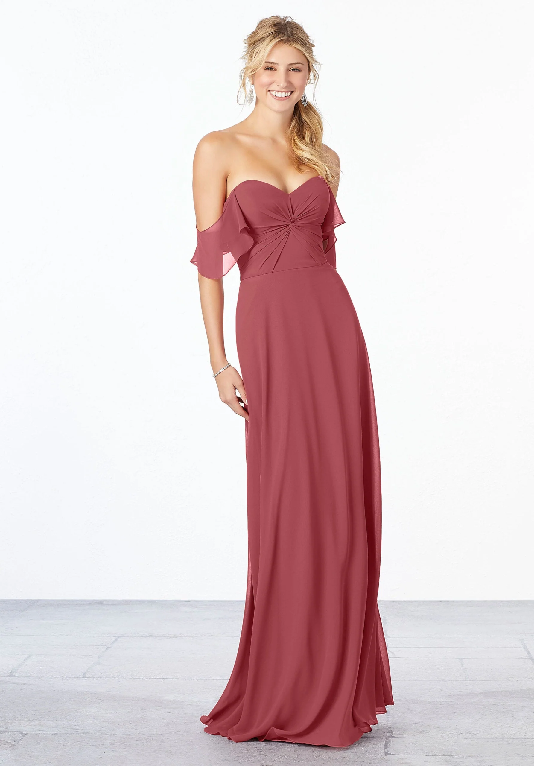 Chiffon Bridesmaid Dress with Ruched Bodice - Image 21