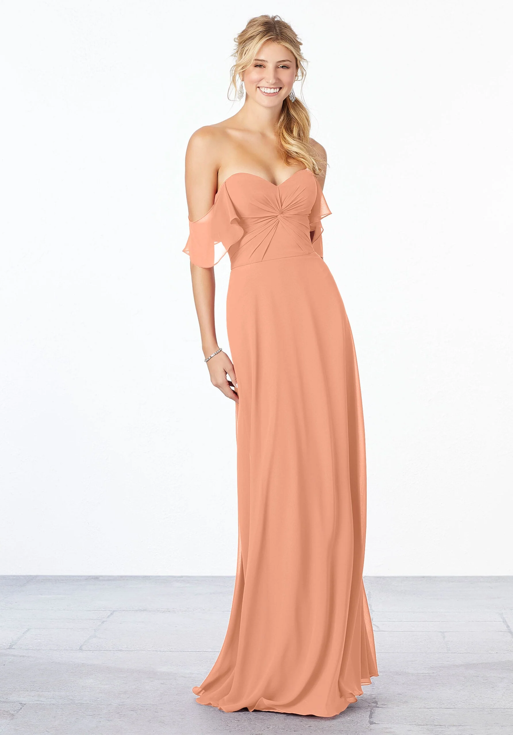 Chiffon Bridesmaid Dress with Ruched Bodice - Image 24