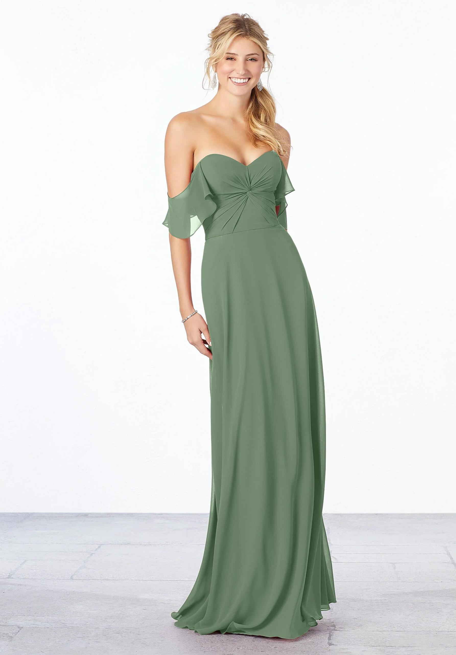 Chiffon Bridesmaid Dress with Ruched Bodice - Image 28
