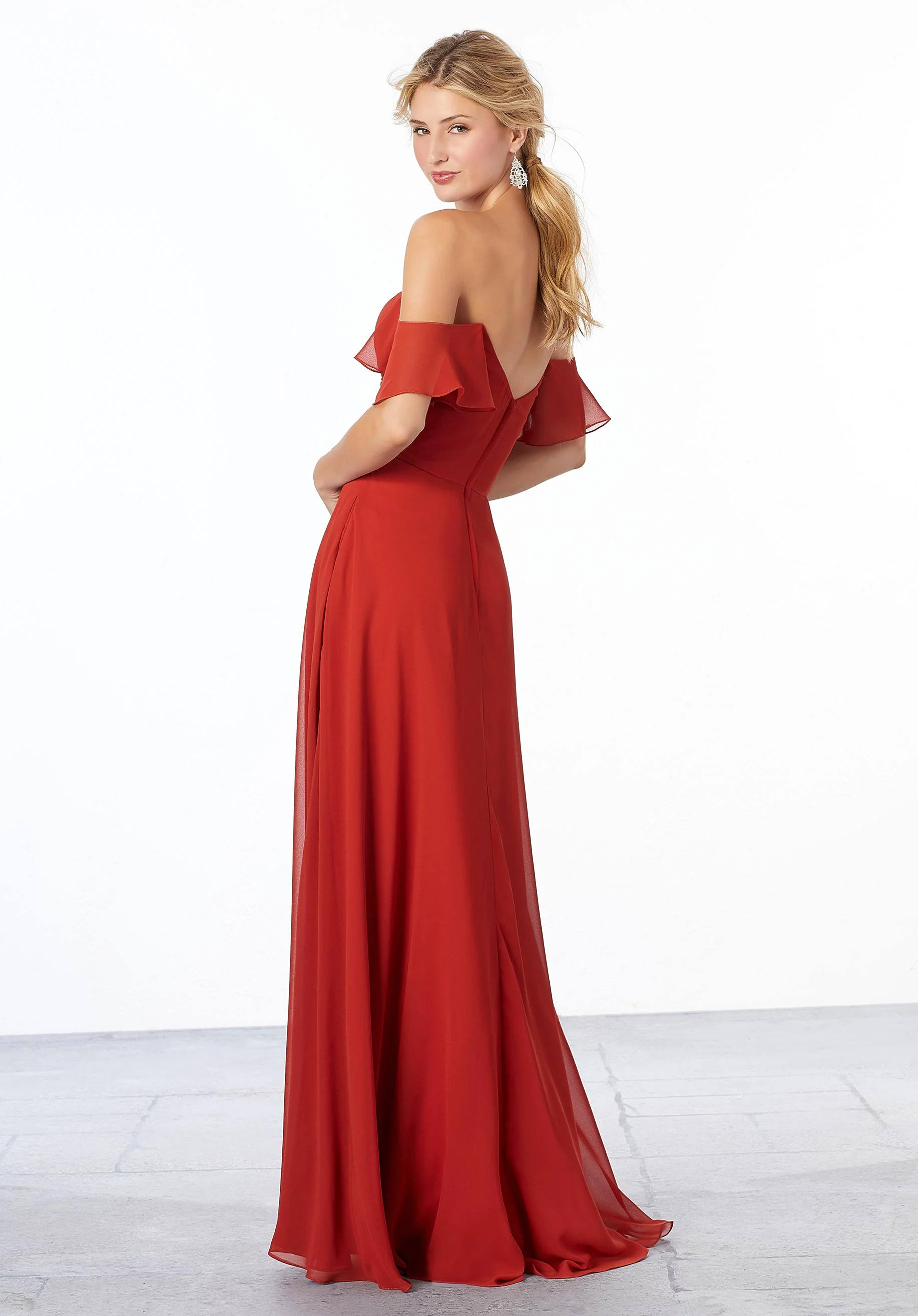 Chiffon Bridesmaid Dress with Ruched Bodice - Image 3