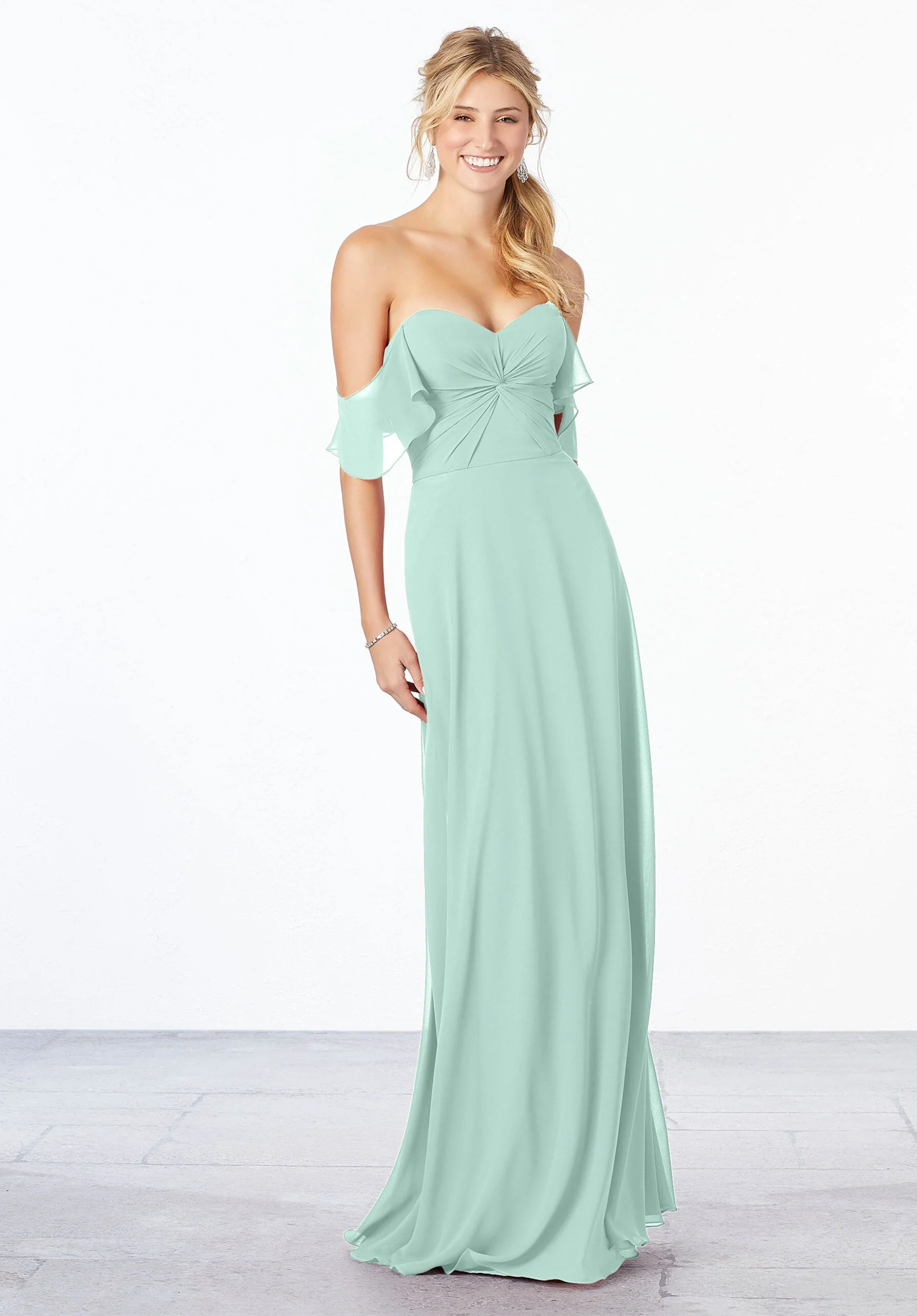 Chiffon Bridesmaid Dress with Ruched Bodice - Image 30