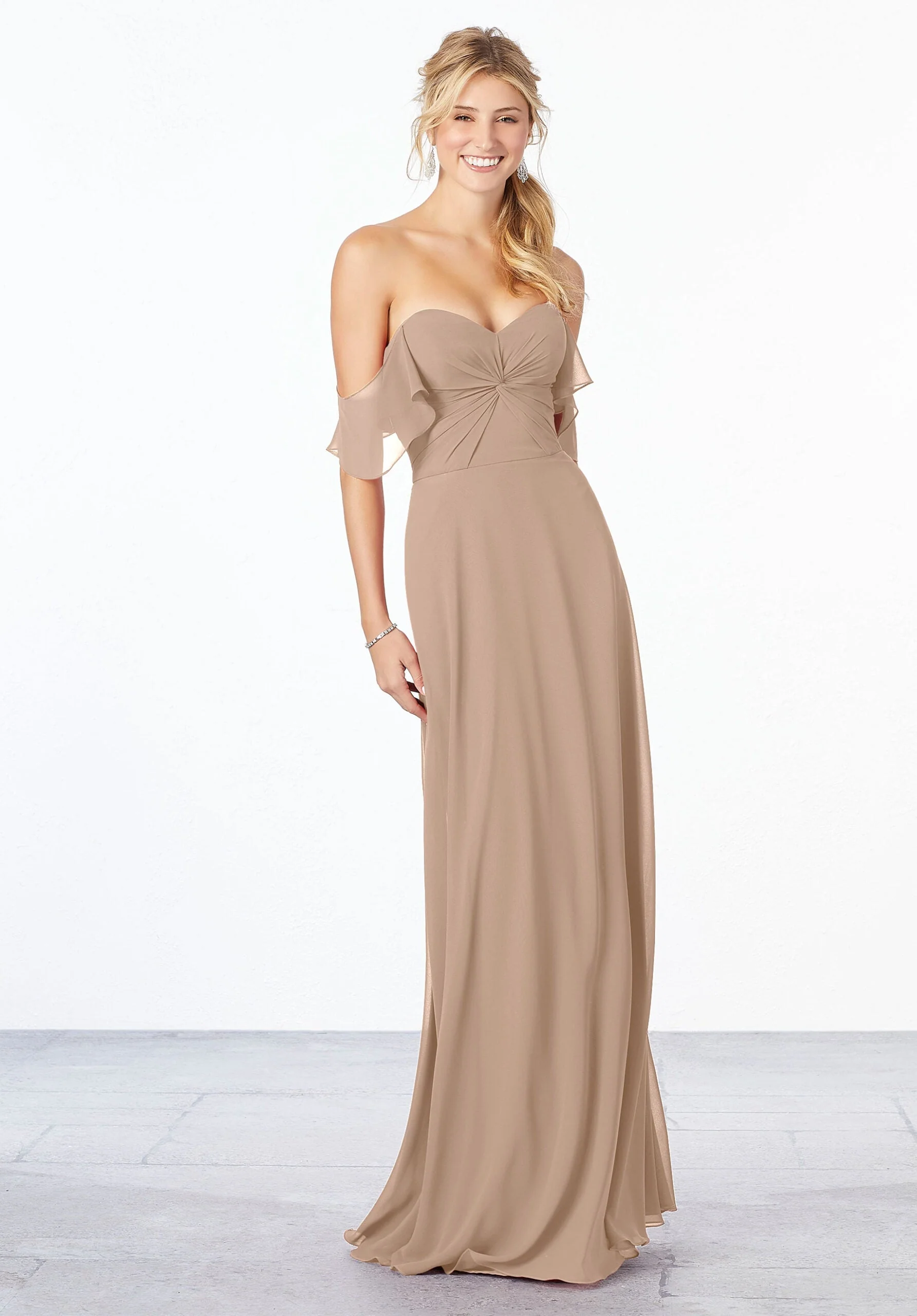 Chiffon Bridesmaid Dress with Ruched Bodice - Image 32