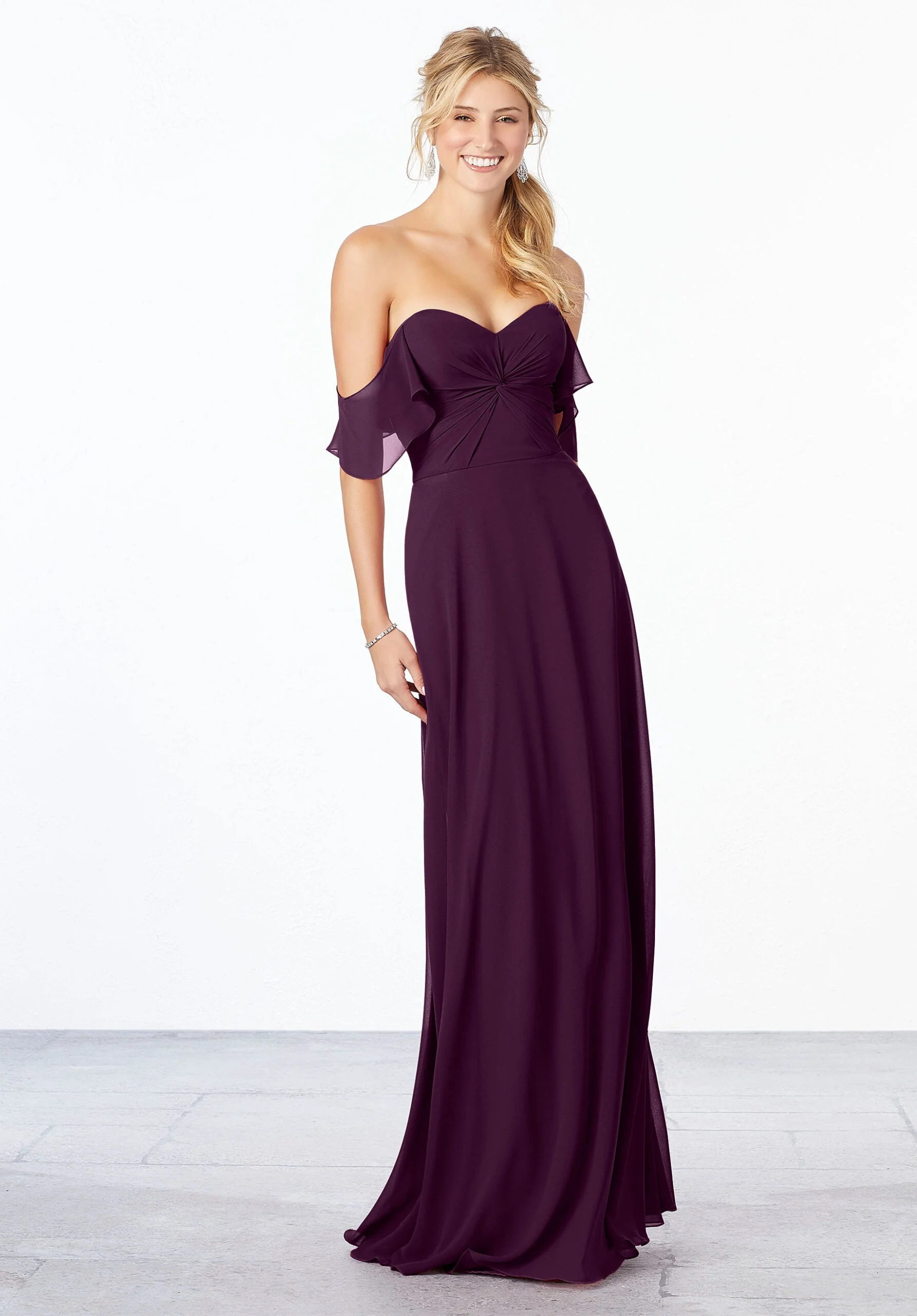 Chiffon Bridesmaid Dress with Ruched Bodice - Image 35