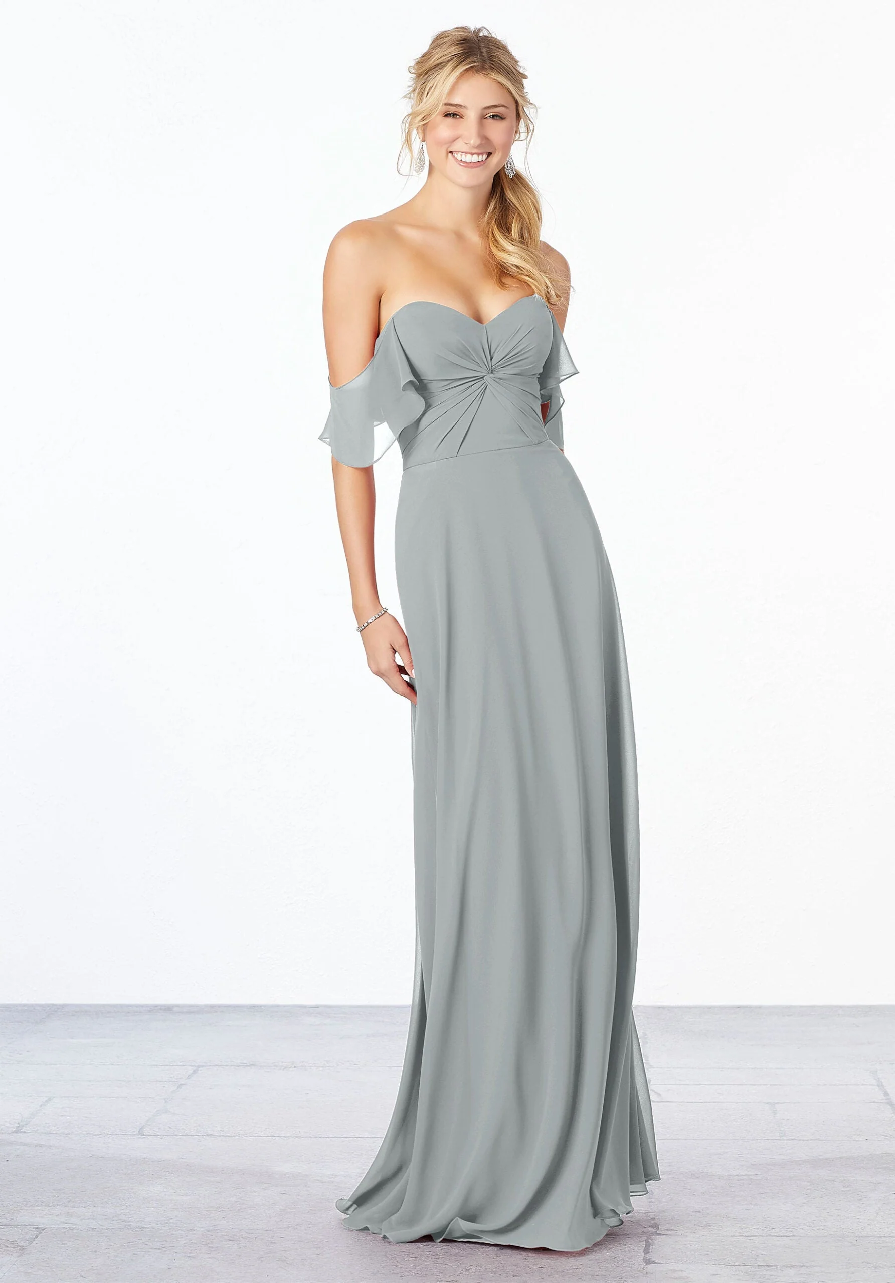 Chiffon Bridesmaid Dress with Ruched Bodice - Image 36
