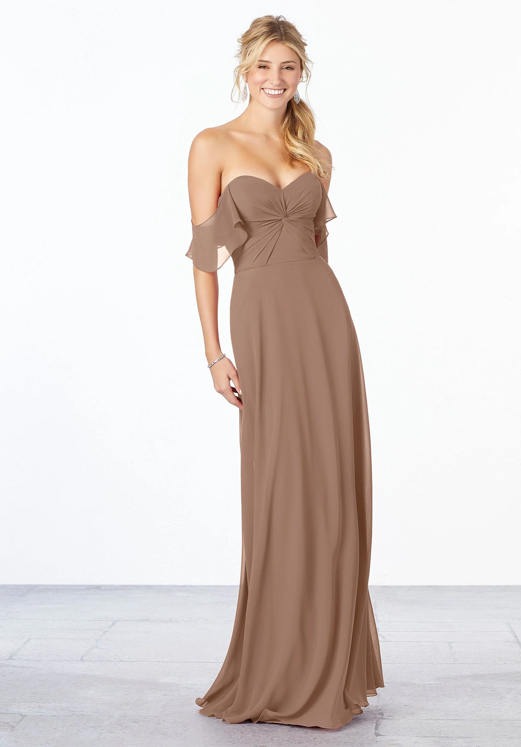Chiffon Bridesmaid Dress with Ruched Bodice - Image 38