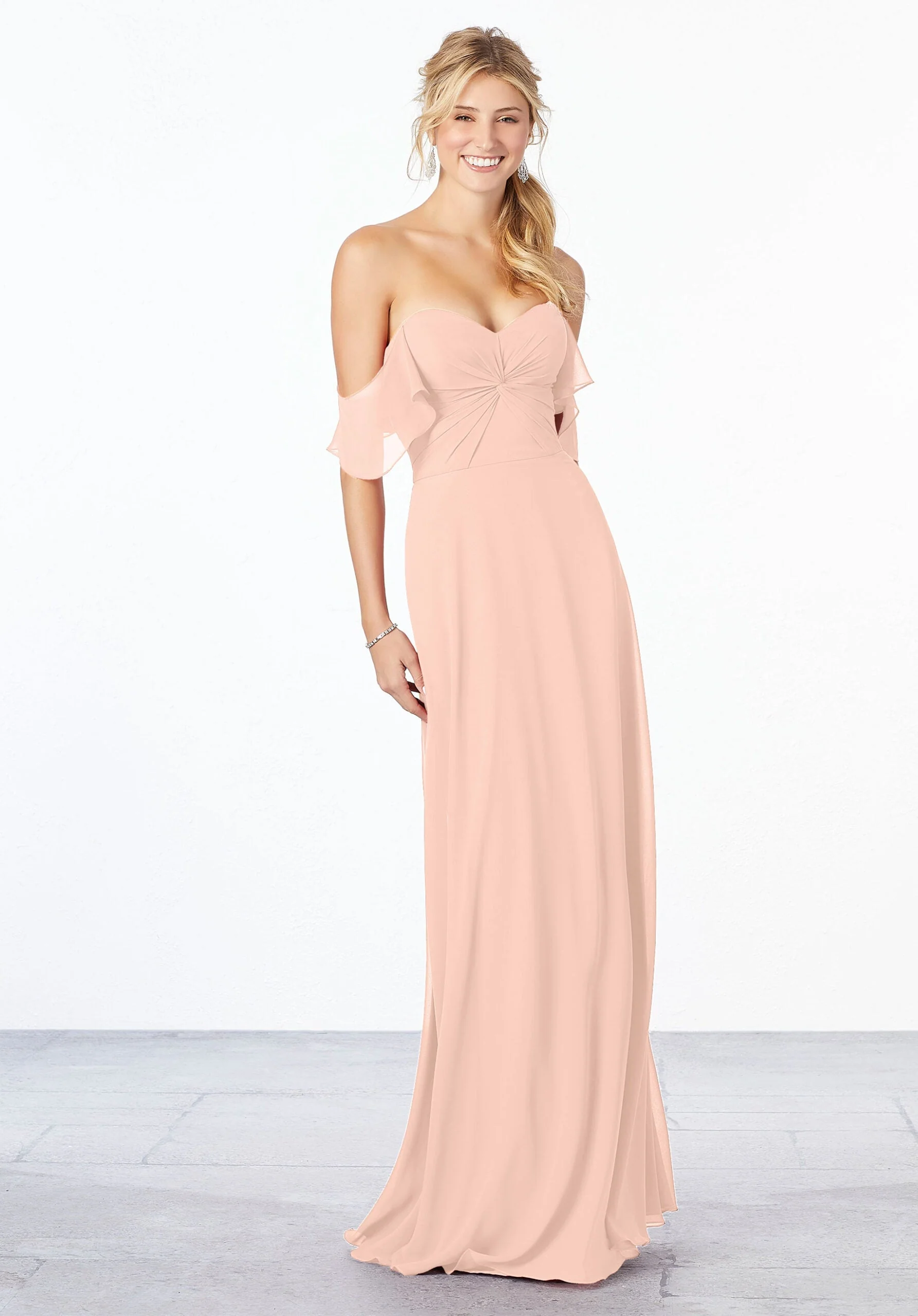 Chiffon Bridesmaid Dress with Ruched Bodice - Image 39