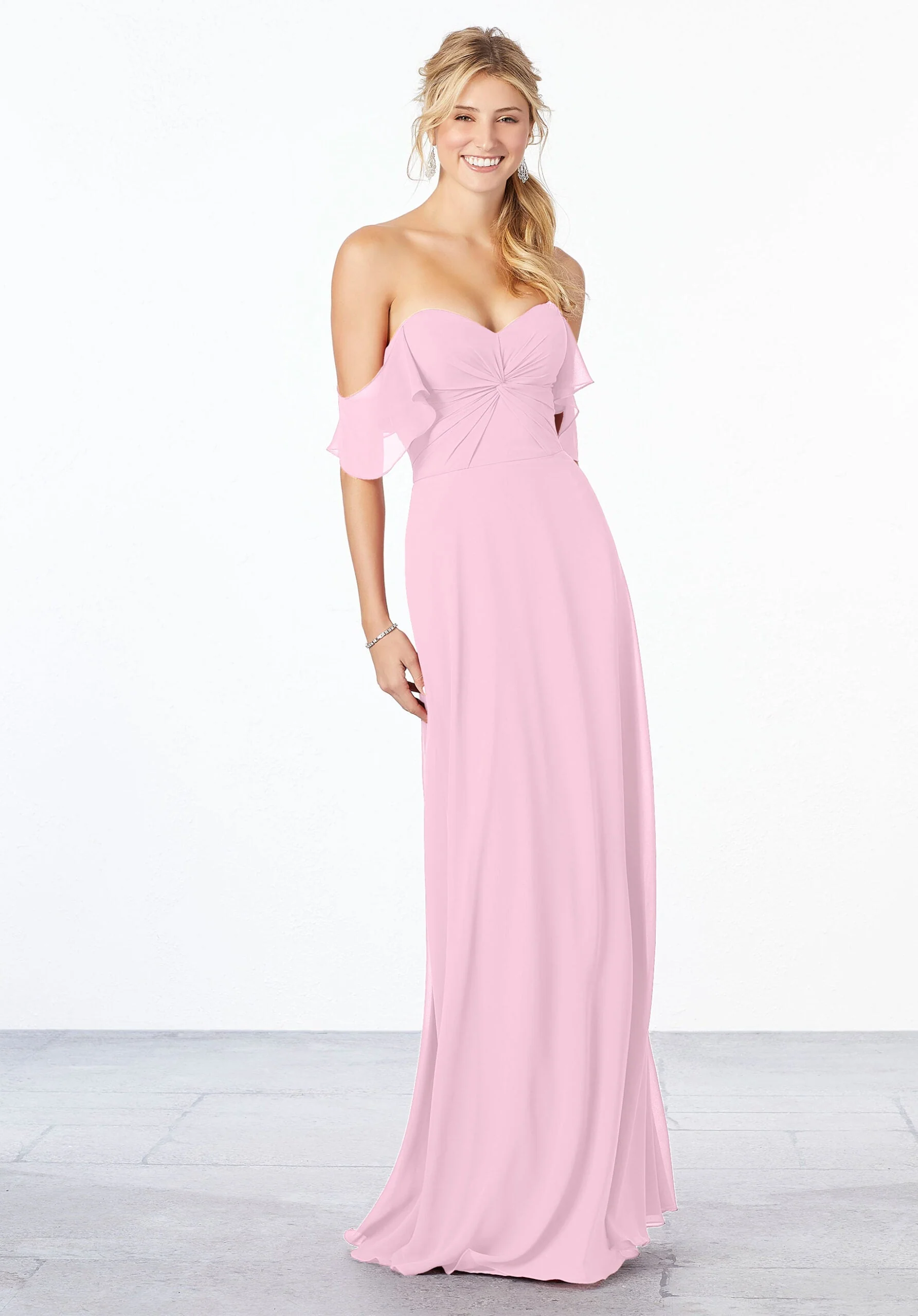 Chiffon Bridesmaid Dress with Ruched Bodice - Image 40