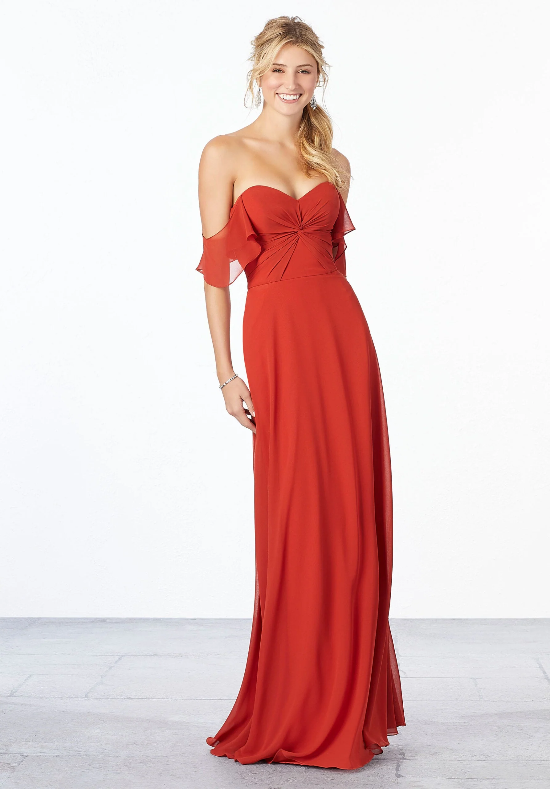 Chiffon Bridesmaid Dress with Ruched Bodice - Image 41