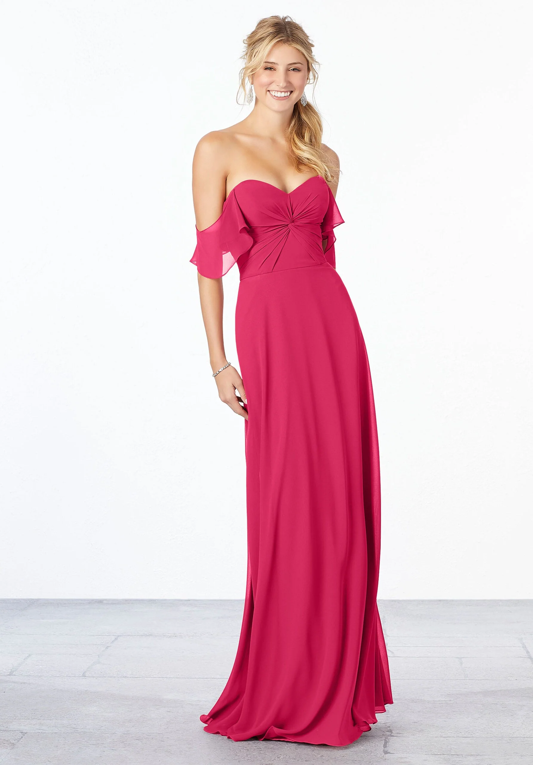 Chiffon Bridesmaid Dress with Ruched Bodice - Image 43