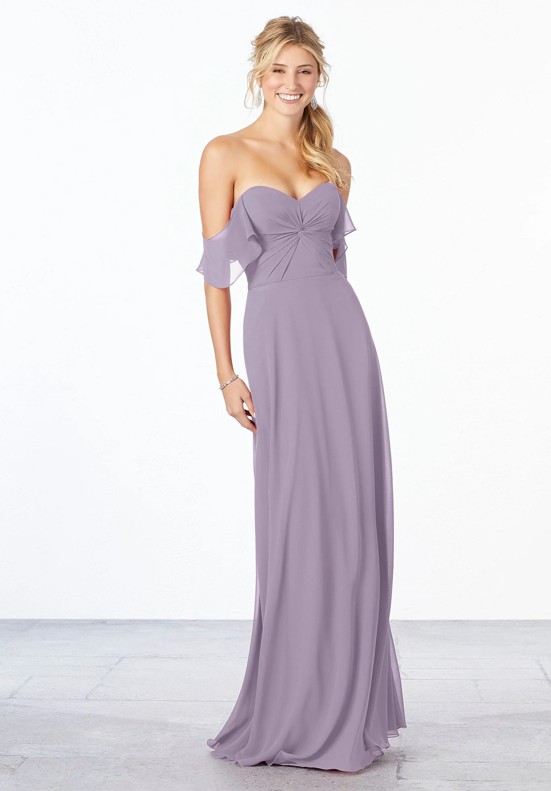 Chiffon Bridesmaid Dress with Ruched Bodice - Image 6