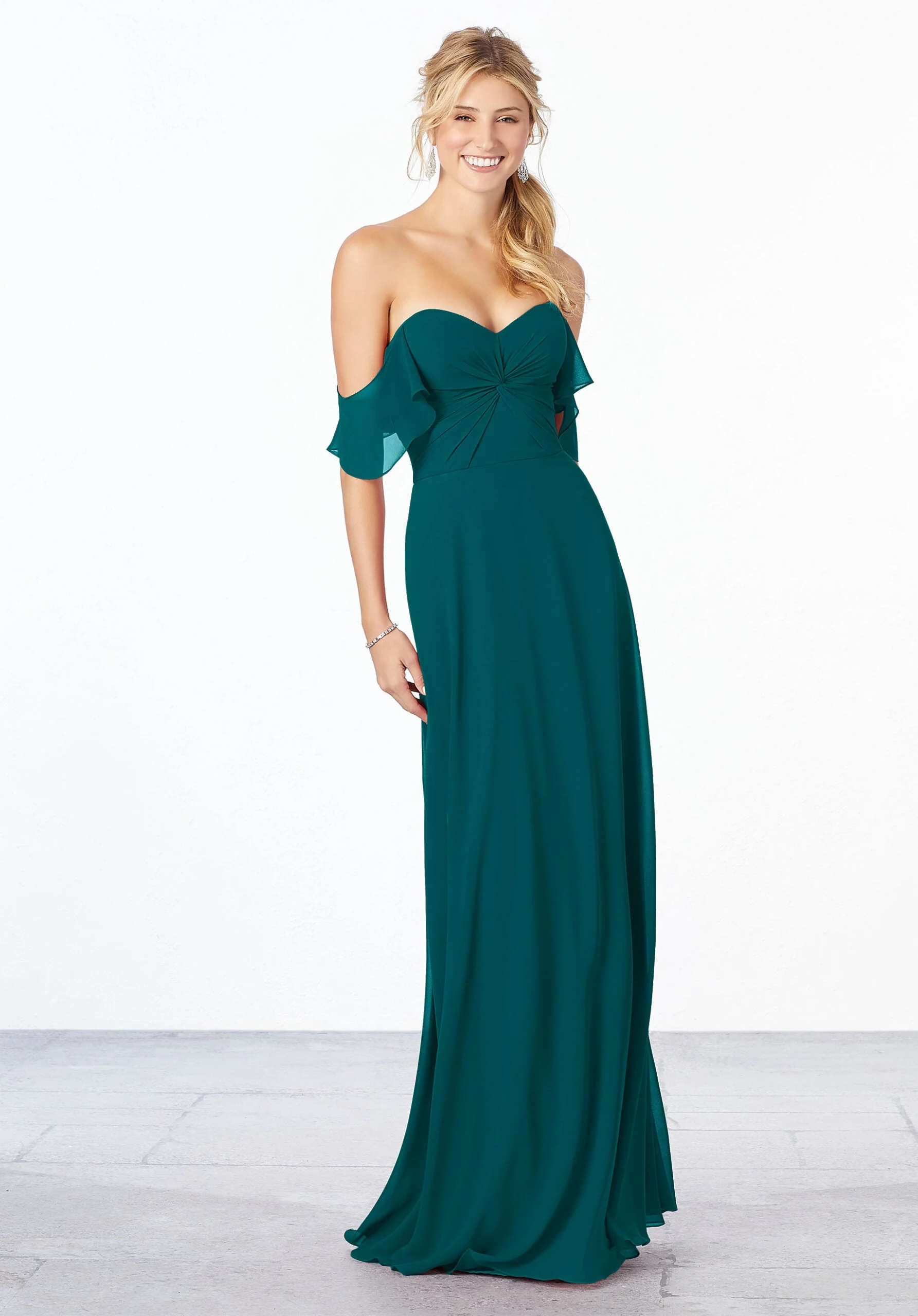 Chiffon Bridesmaid Dress with Ruched Bodice - Image 7