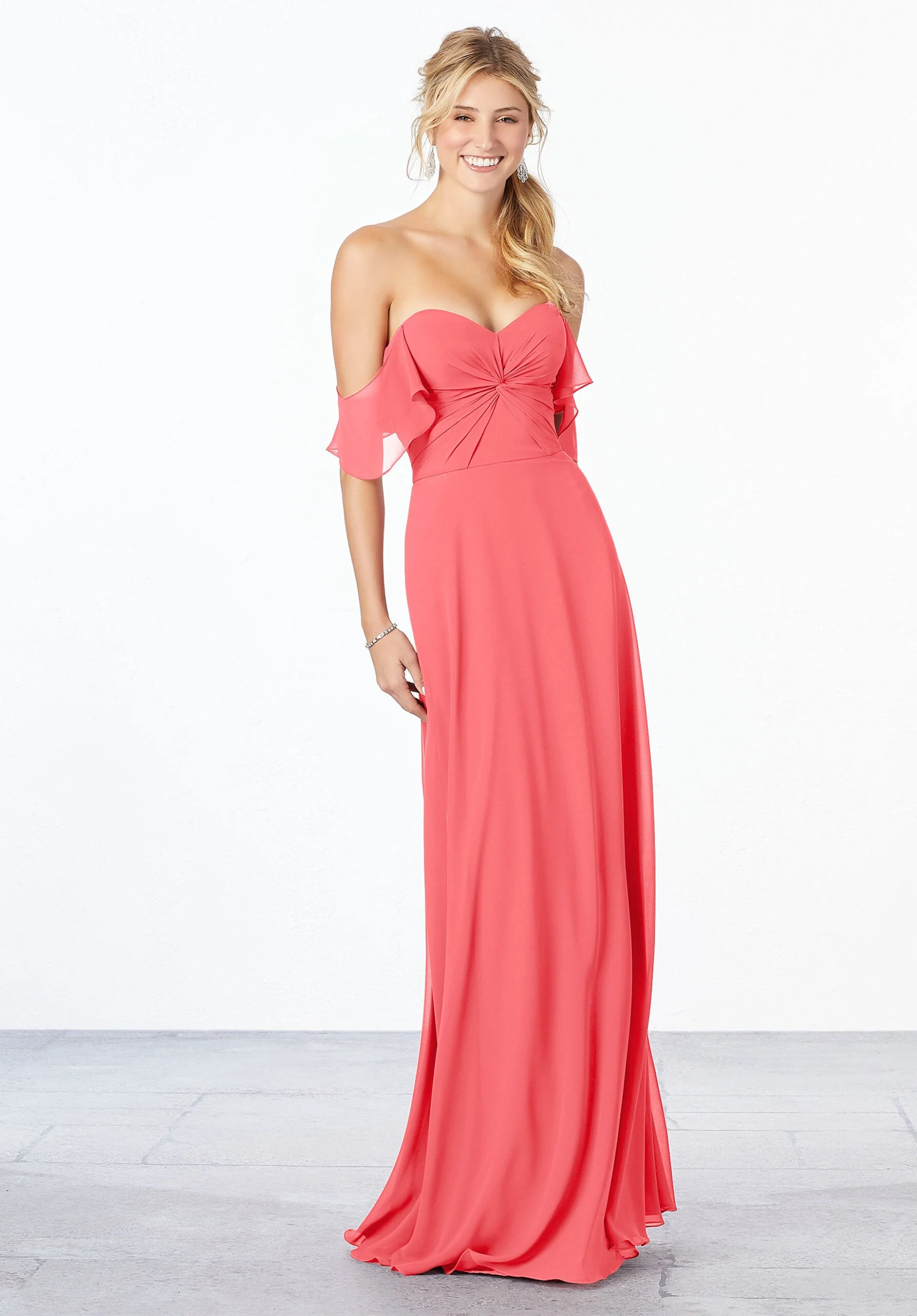 Chiffon Bridesmaid Dress with Ruched Bodice - Image 8