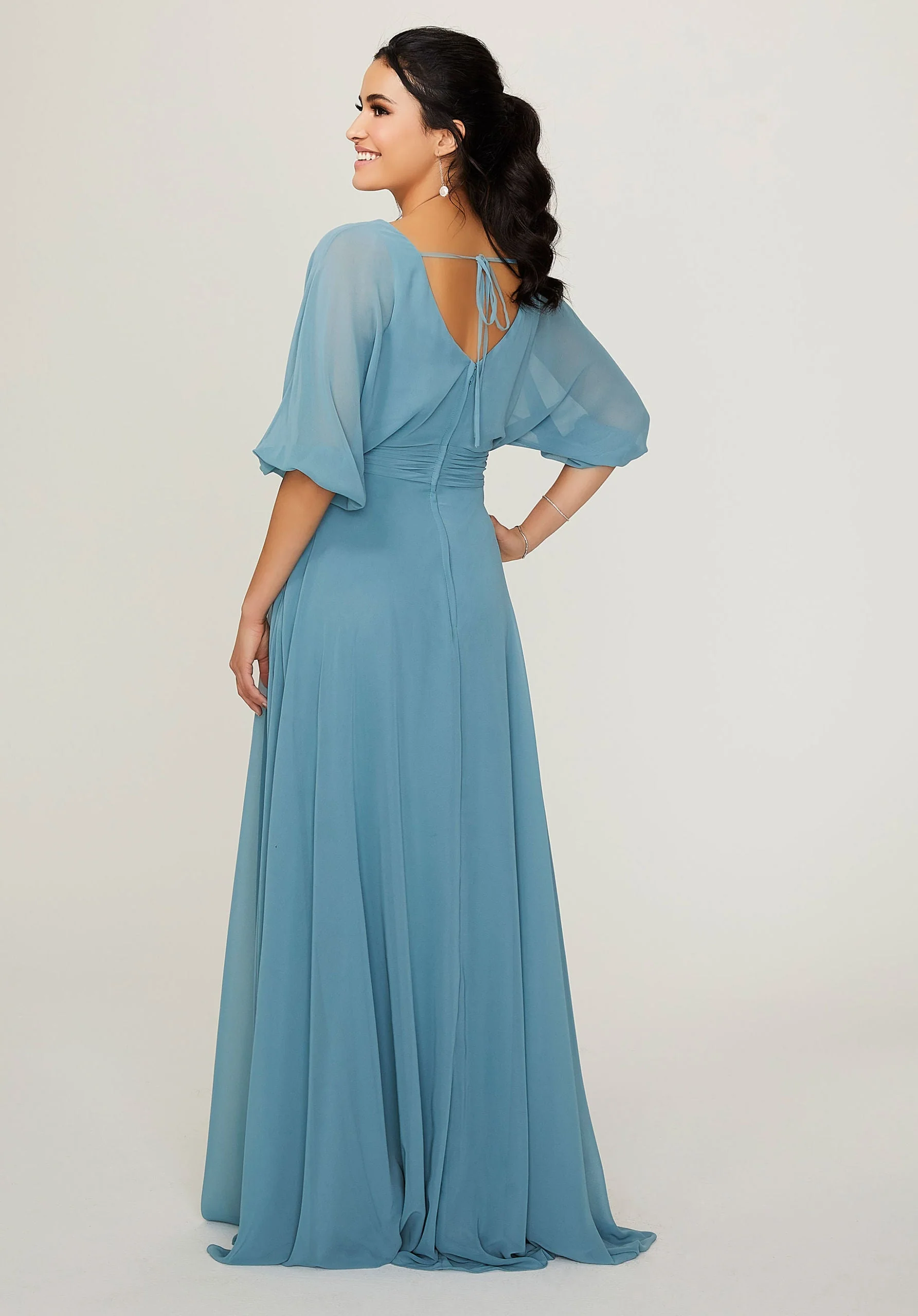 Chiffon Bridesmaid Dress with Ruched Waist - Image 3