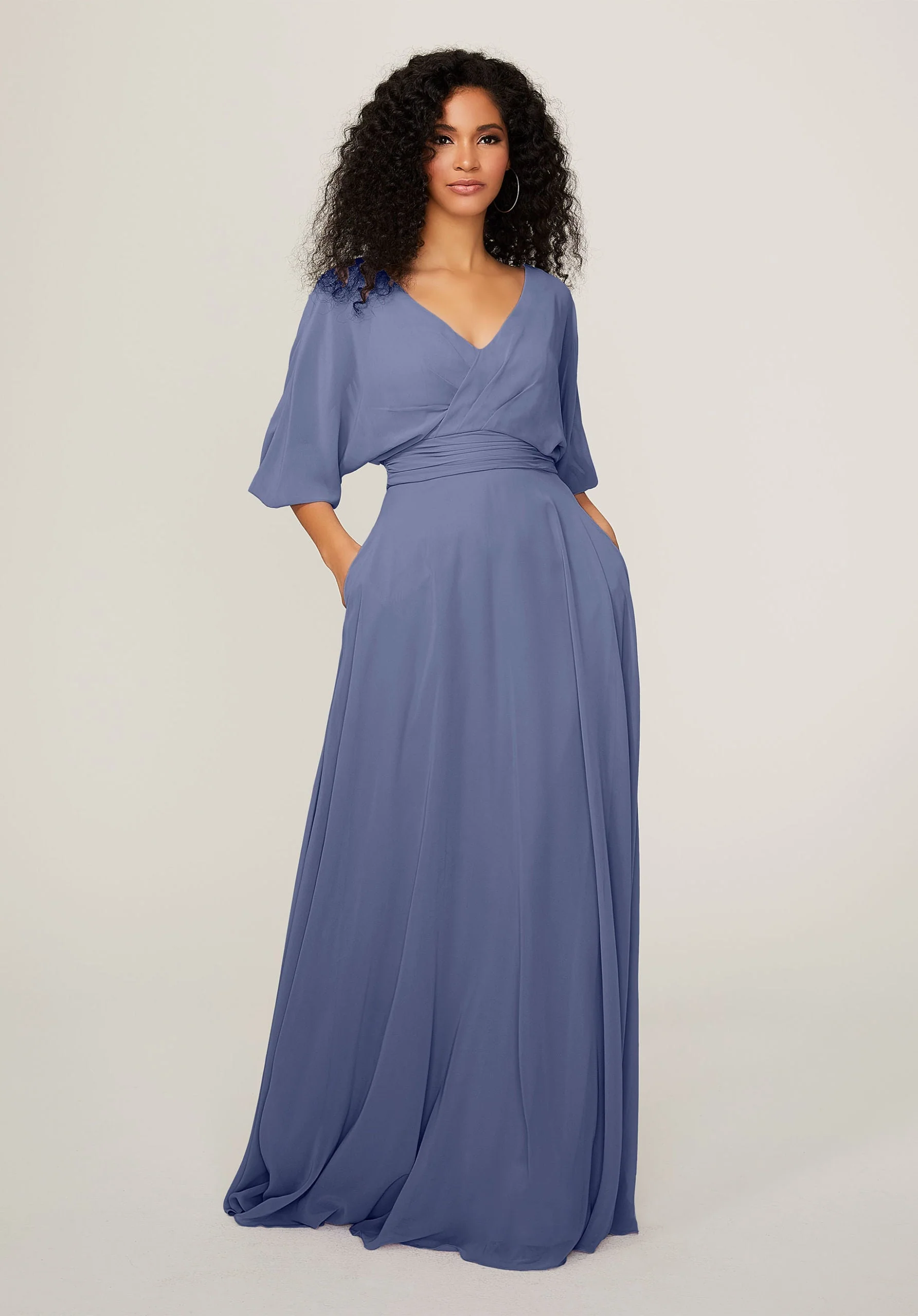 Chiffon Bridesmaid Dress with Ruched Waist - Image 46