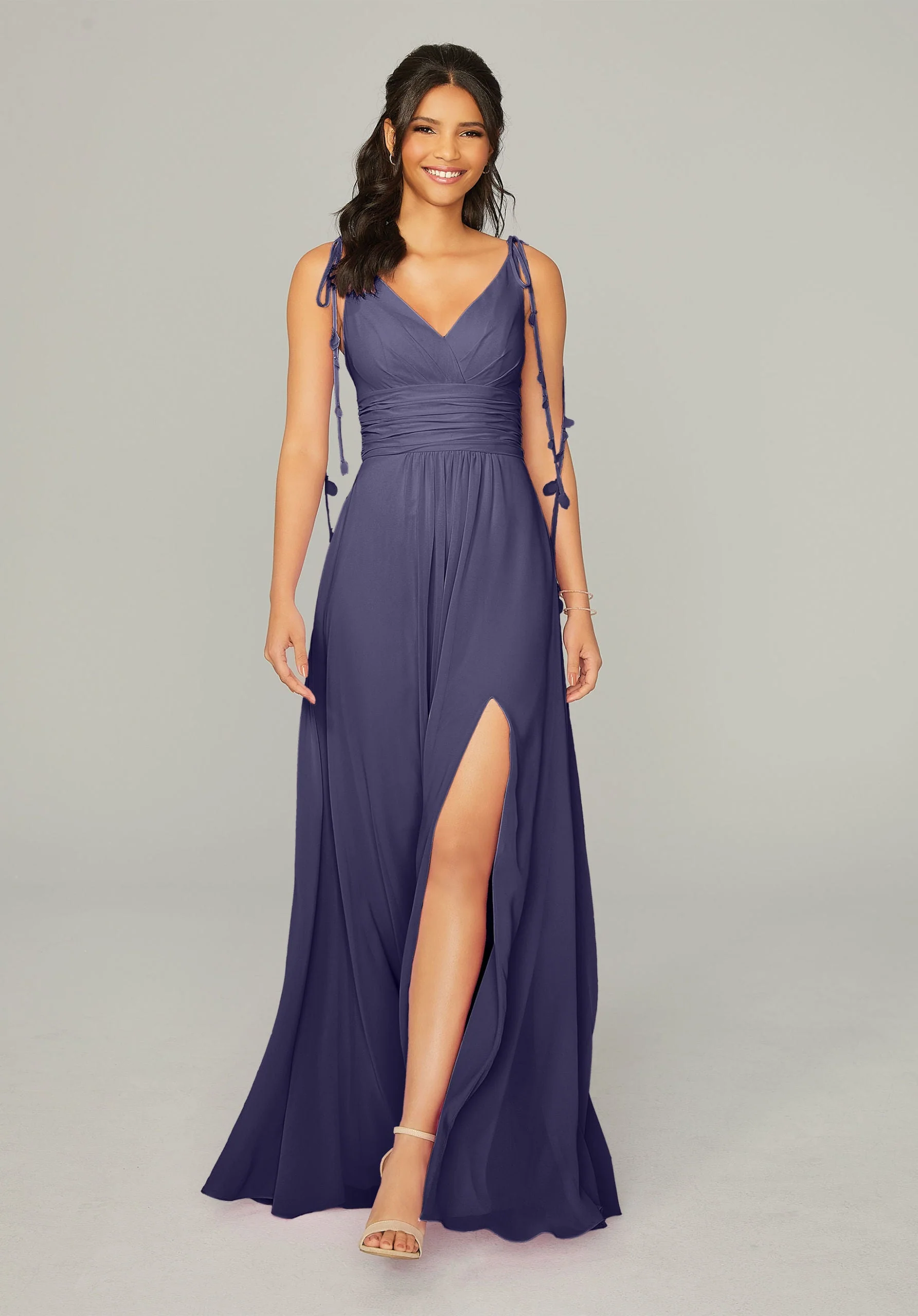 Chiffon Bridesmaid Dress with Tassel Straps - Image 50