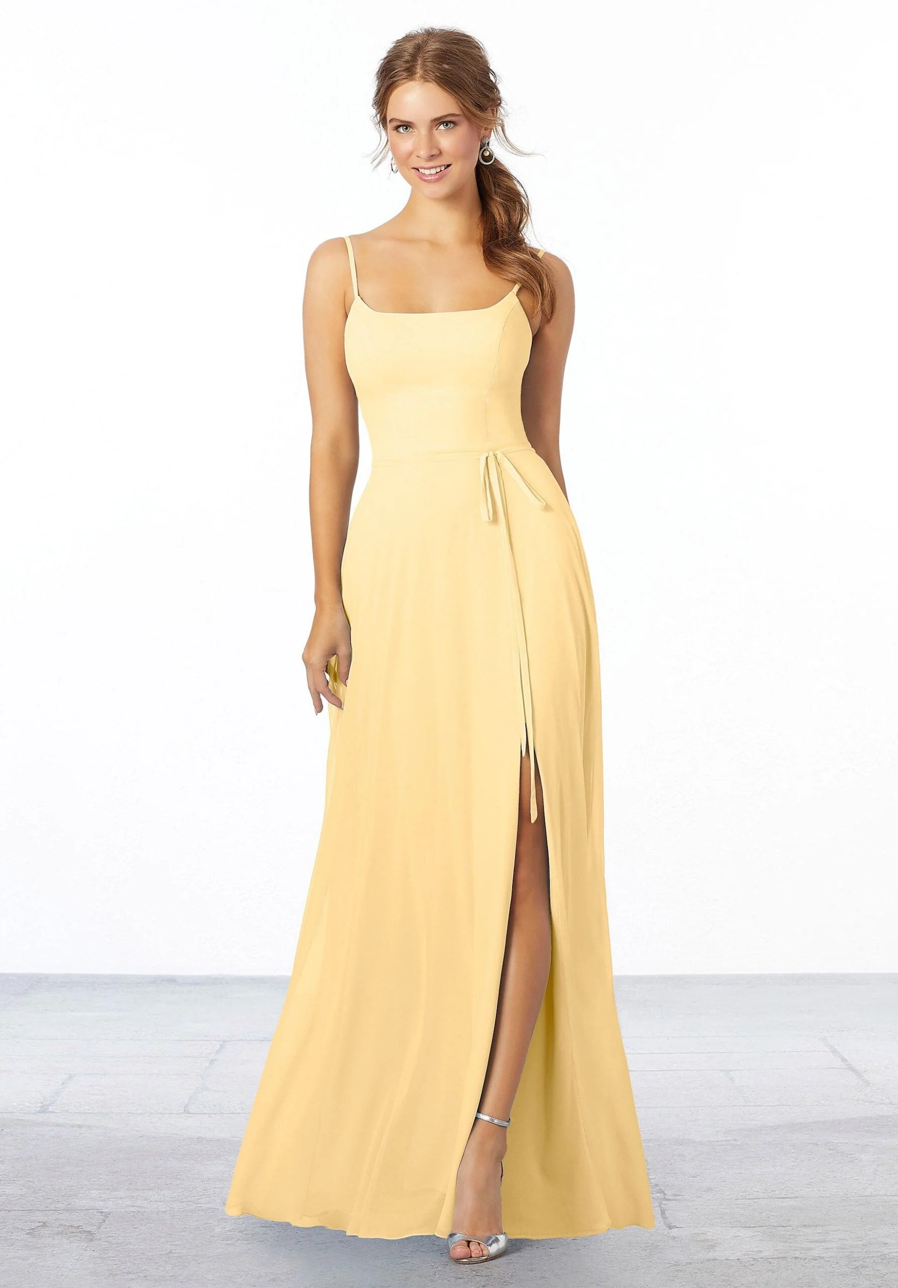 Chiffon Bridesmaid Dress with Tie Sash - Image 37