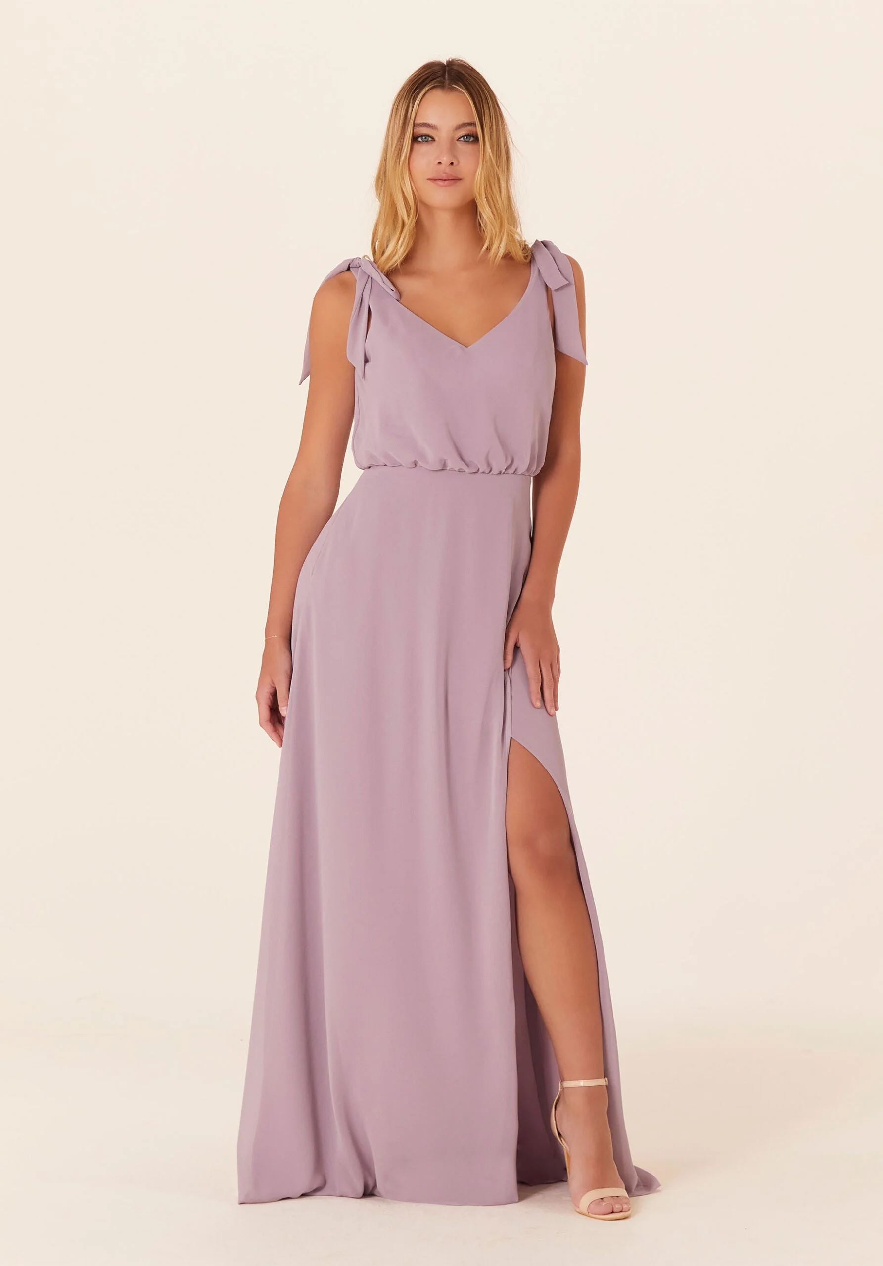 Chiffon Bridesmaid Dress with Tied Bow Straps - Image 15