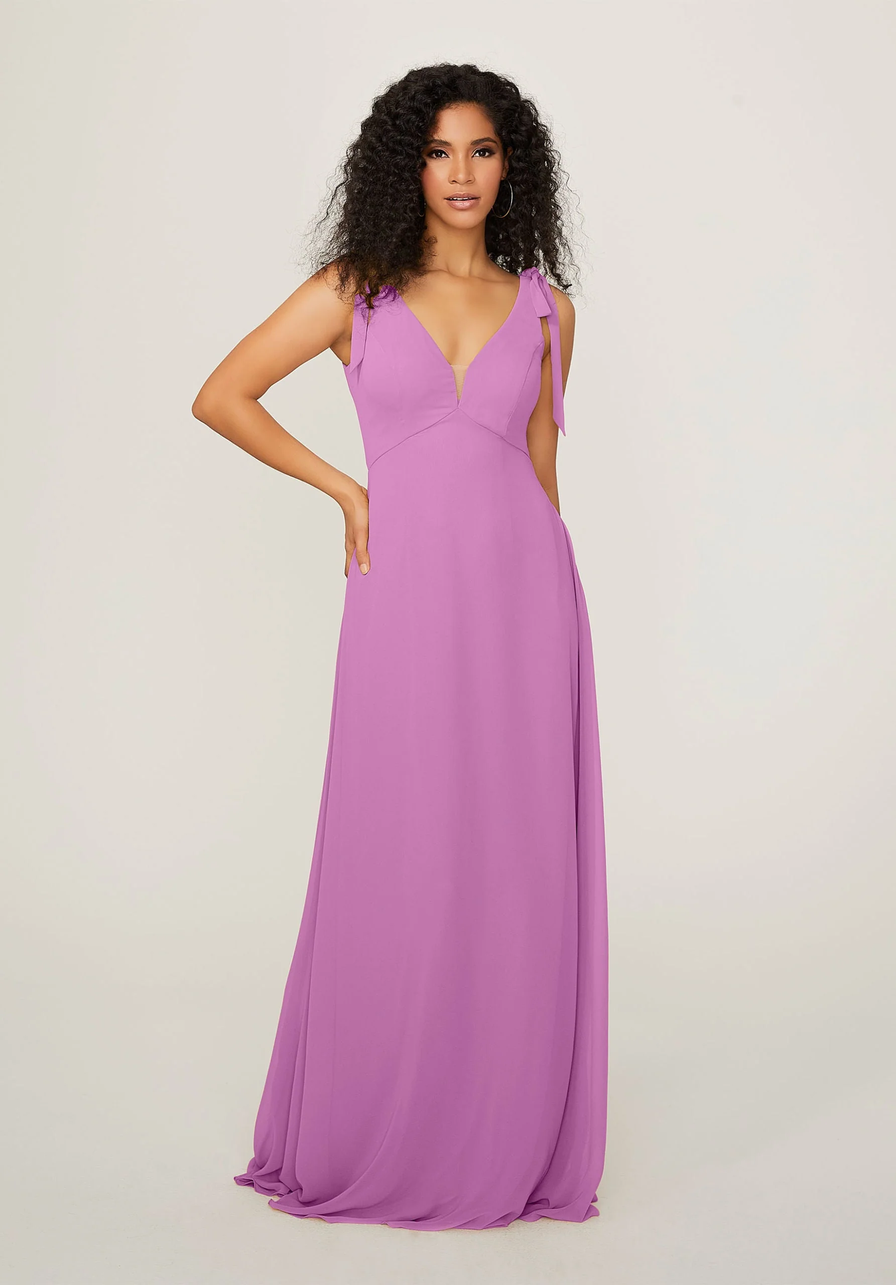 Chiffon Bridesmaid Dress with Tied Straps - Image 35